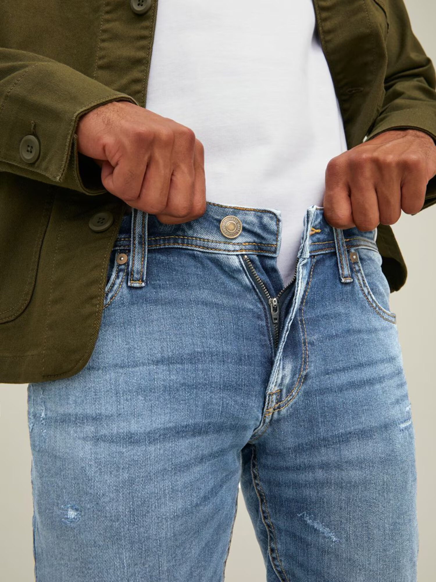 JACK & JONES Kavbojke 'Liam' moder denim / rjava - Pepit.si