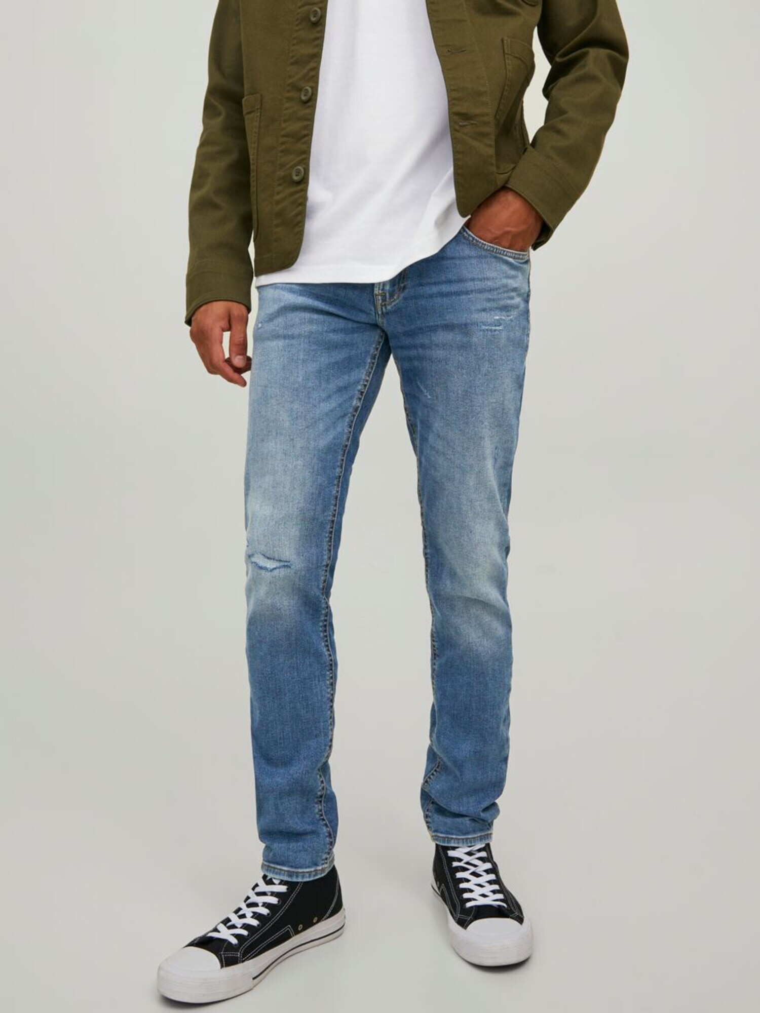 JACK & JONES Kavbojke 'Liam' moder denim / rjava - Pepit.si