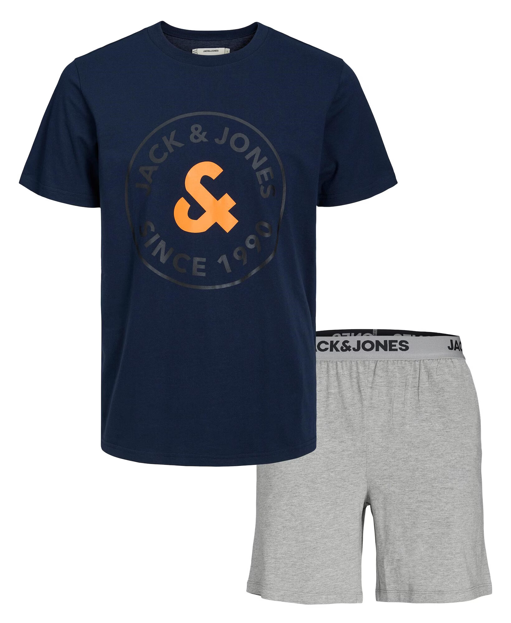 JACK & JONES Kratka pižama 'AARON' mornarska / temno siva / pegasto siva / oranžna - Pepit.si