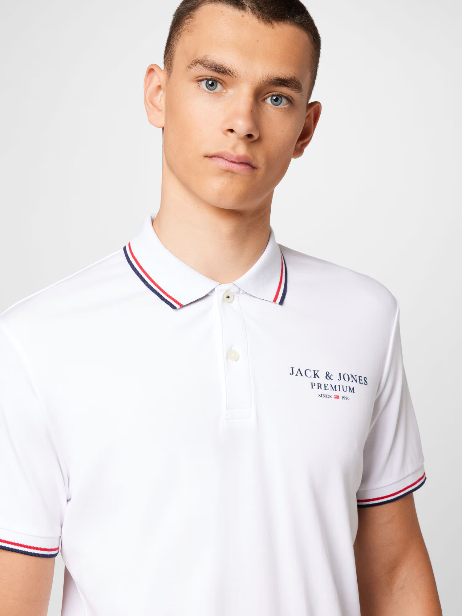 JACK & JONES Majica 'ASTON' mornarska / rdeča / bela - Pepit.si