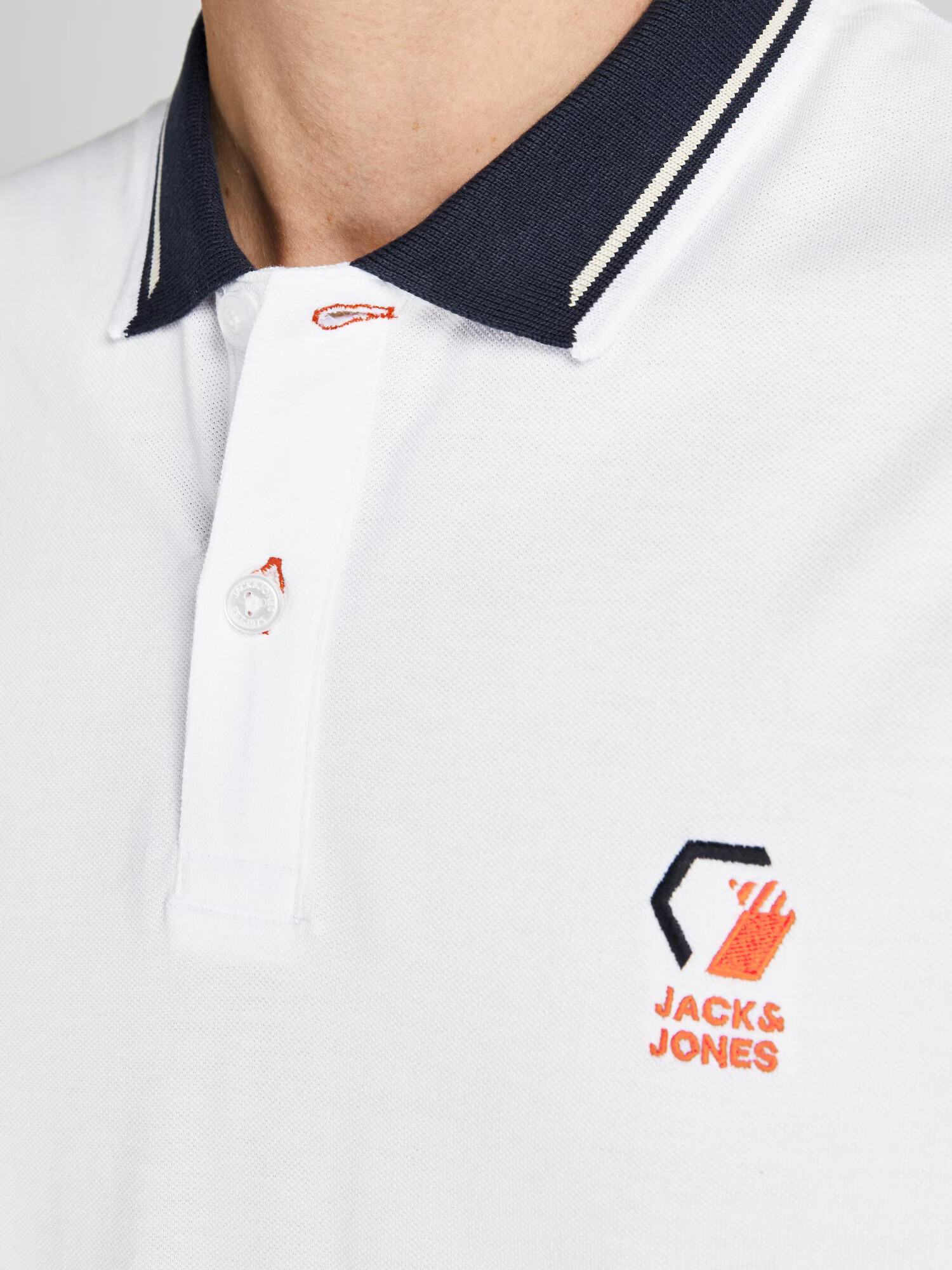 JACK & JONES Majica 'Logan' mornarska / grenada / bela - Pepit.si