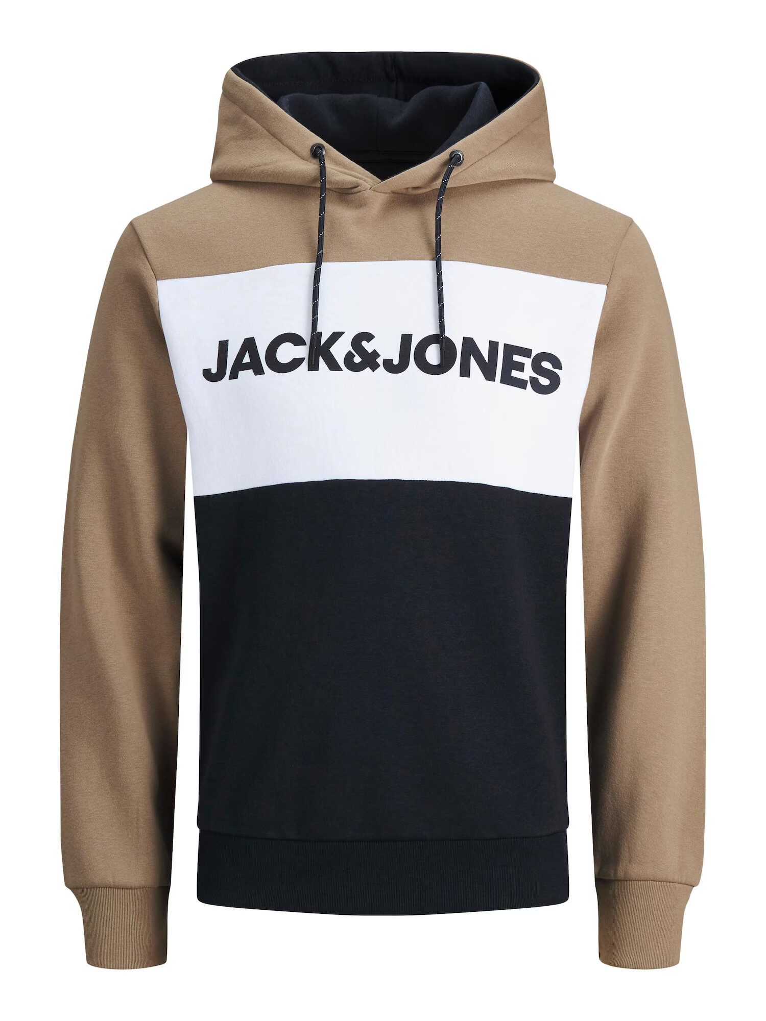 JACK & JONES Majica temno bež / črna / bela - Pepit.si