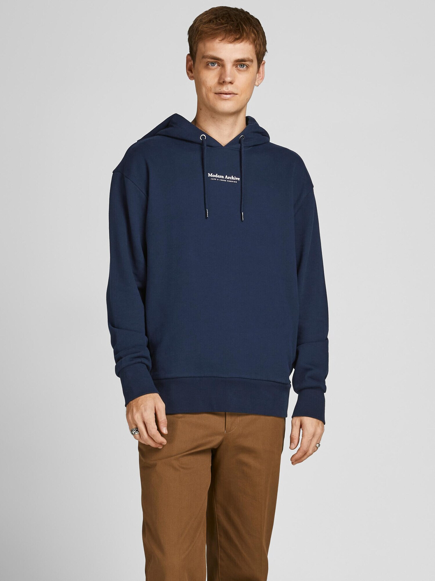 JACK & JONES Majica 'Bluwoody' temno modra / bela - Pepit.si