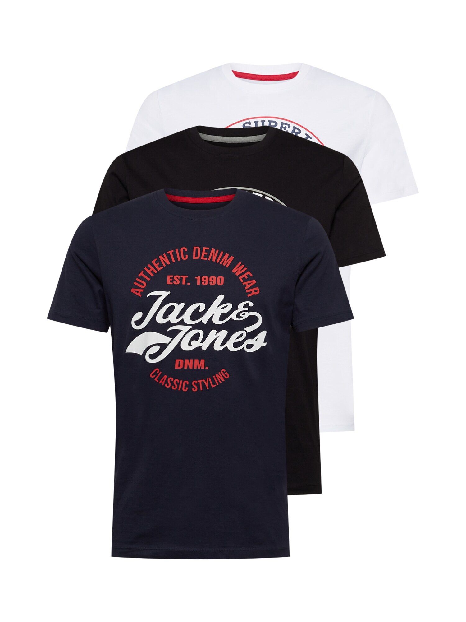 JACK & JONES Majica 'BRAT' črna / mornarska / bela / rdeča - Pepit.si