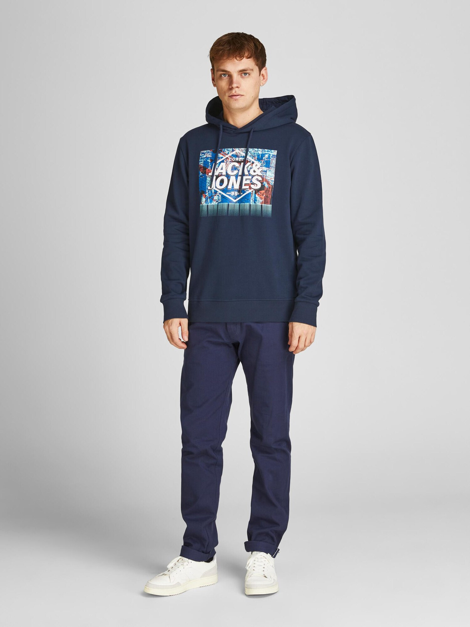 JACK & JONES Majica 'Caleb' temno modra / mešane barve - Pepit.si