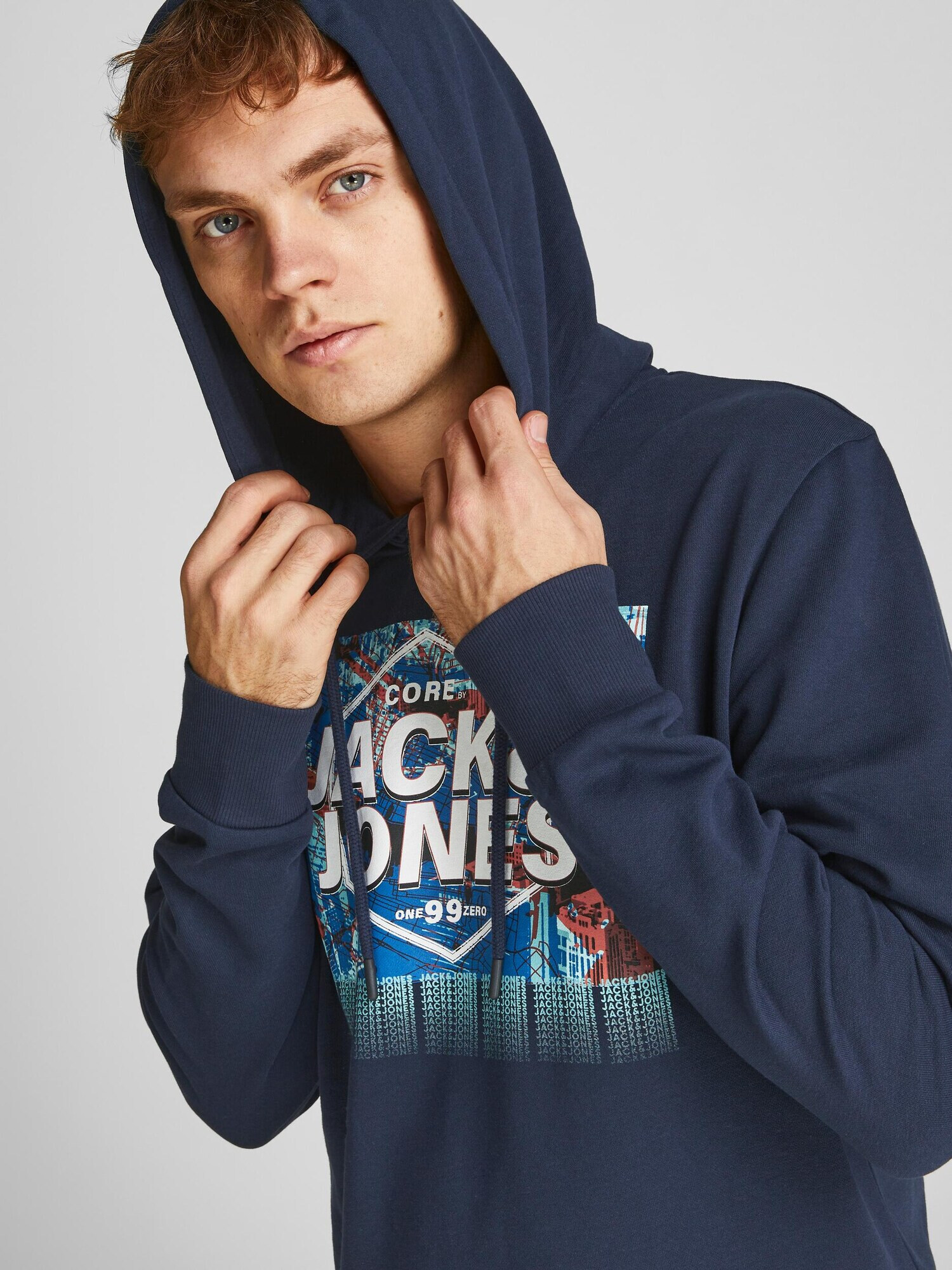 JACK & JONES Majica 'Caleb' temno modra / mešane barve - Pepit.si