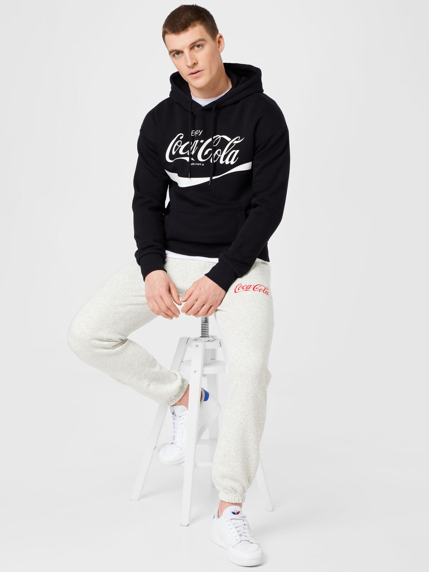 JACK & JONES Majica 'COCA COLA' črna / bela - Pepit.si