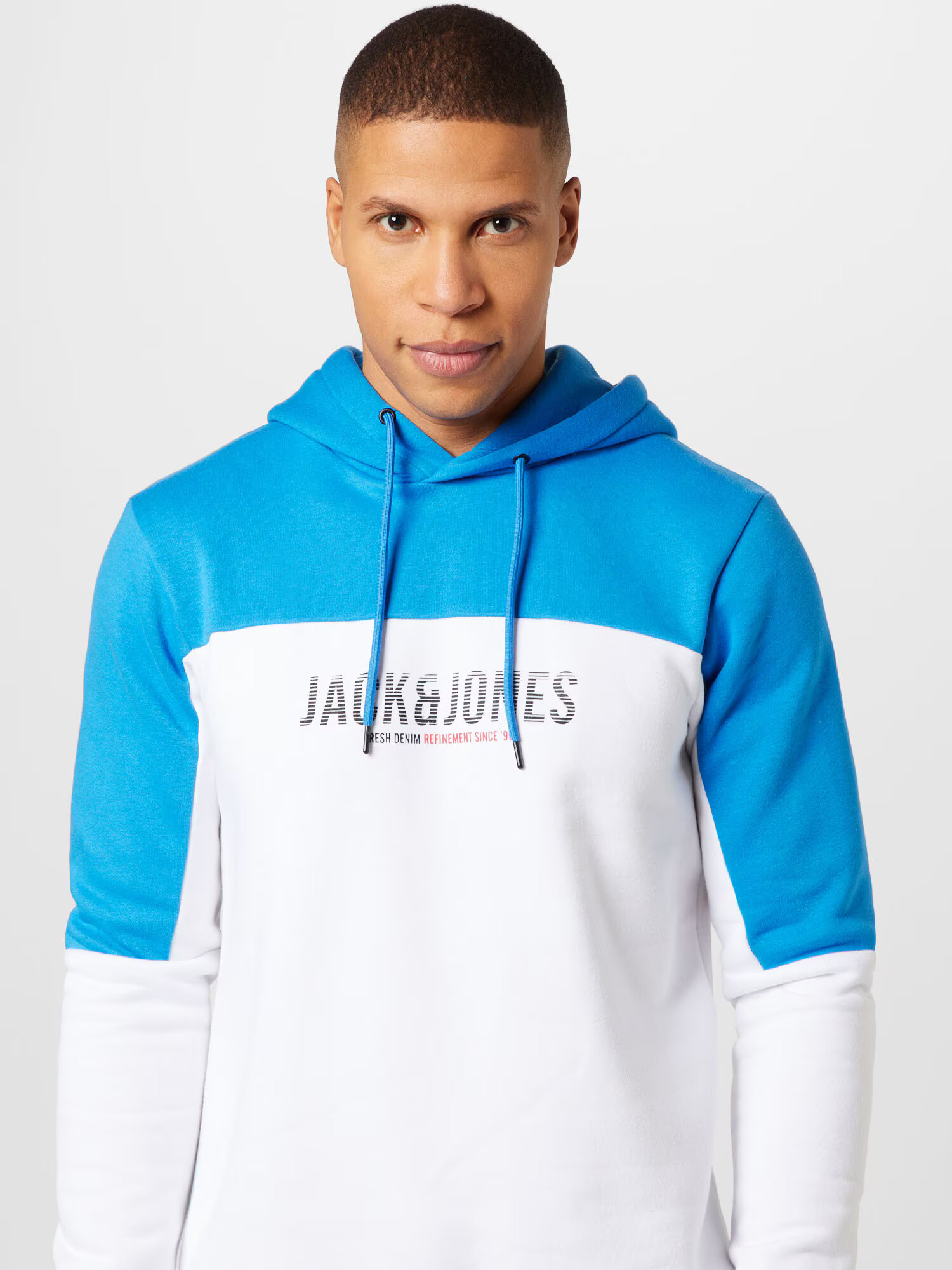 JACK & JONES Majica 'DAN' azur / pastelno rdeča / črna / bela - Pepit.si