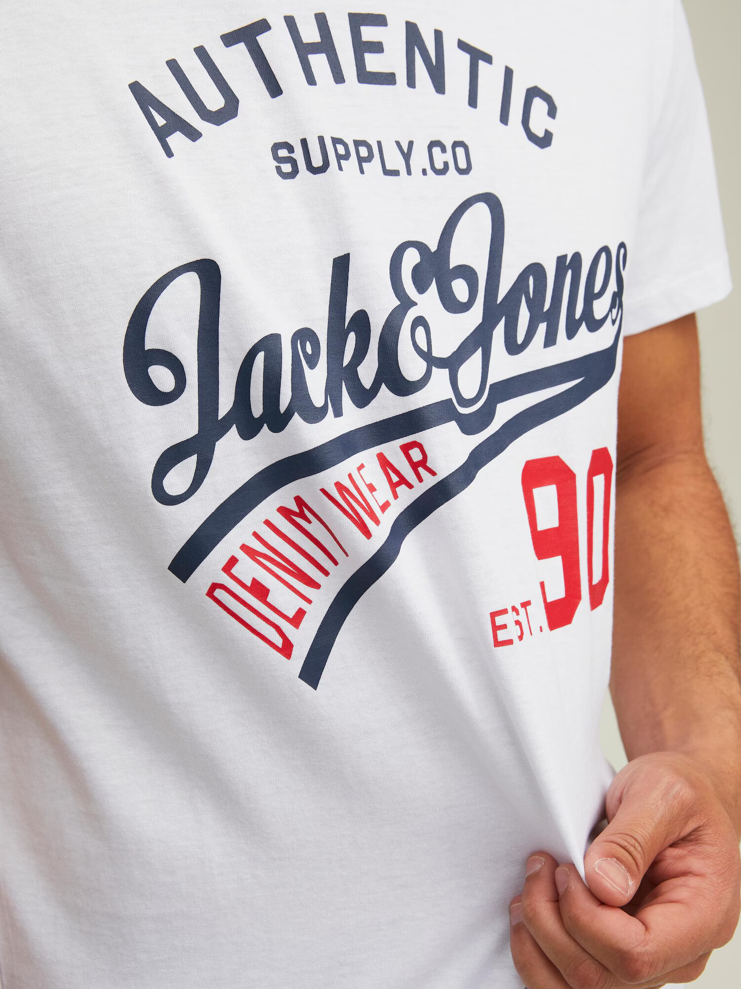 JACK & JONES Majica 'Ethan' mornarska / rdeča / črna / bela - Pepit.si