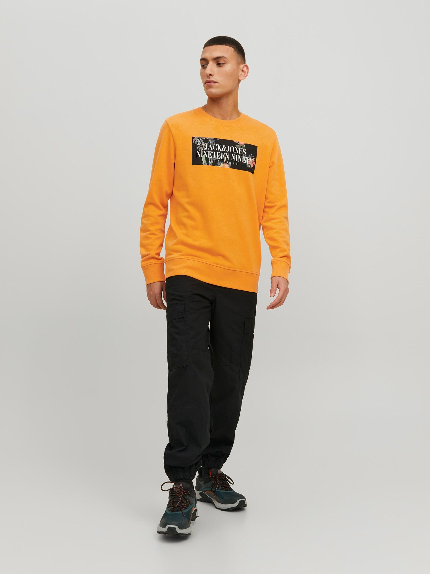 JACK & JONES Majica 'Flores' oranžna / roza / črna / bela - Pepit.si