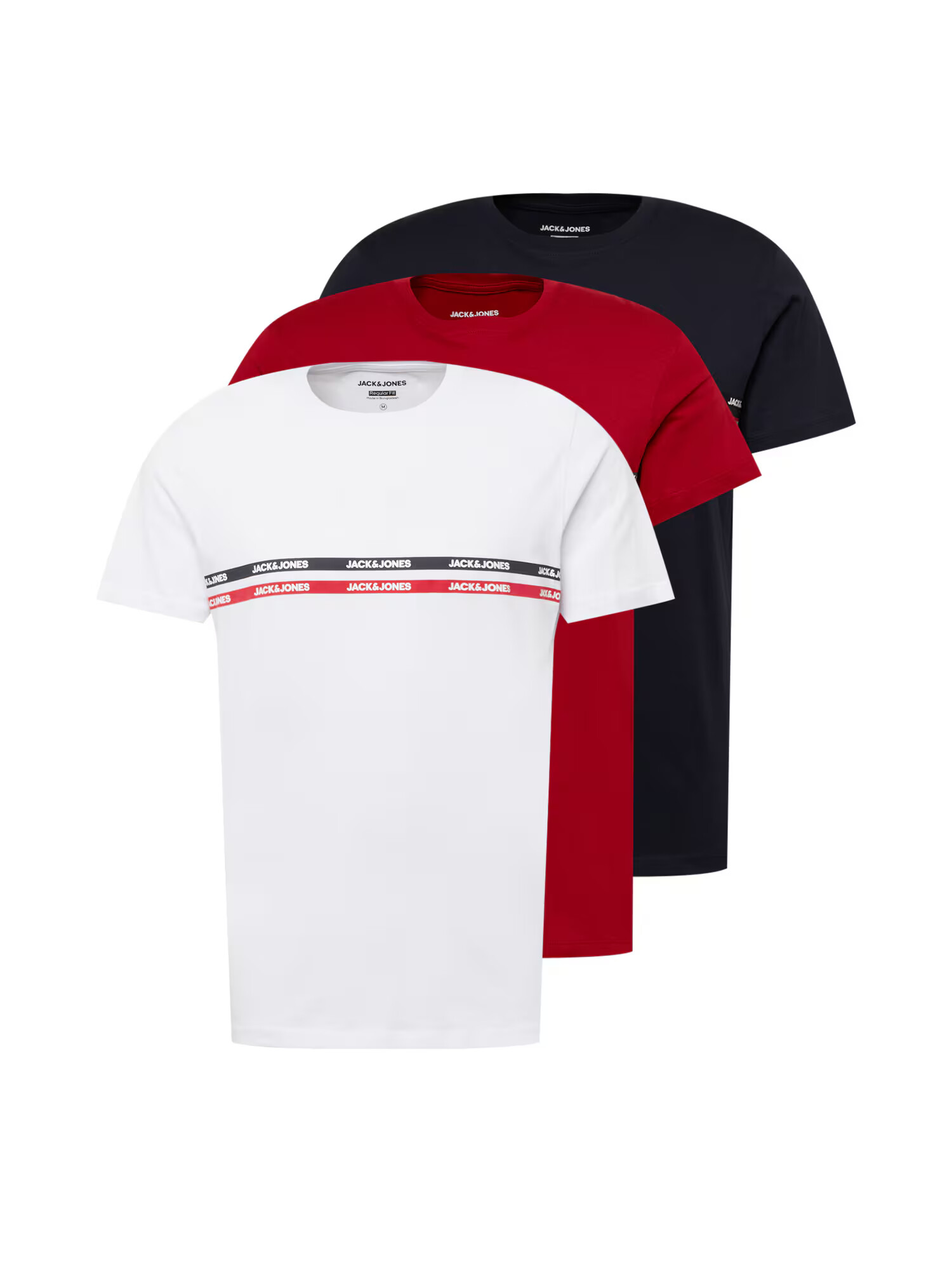 JACK & JONES Majica 'GAVIN' bela / rdeča / mornarska - Pepit.si