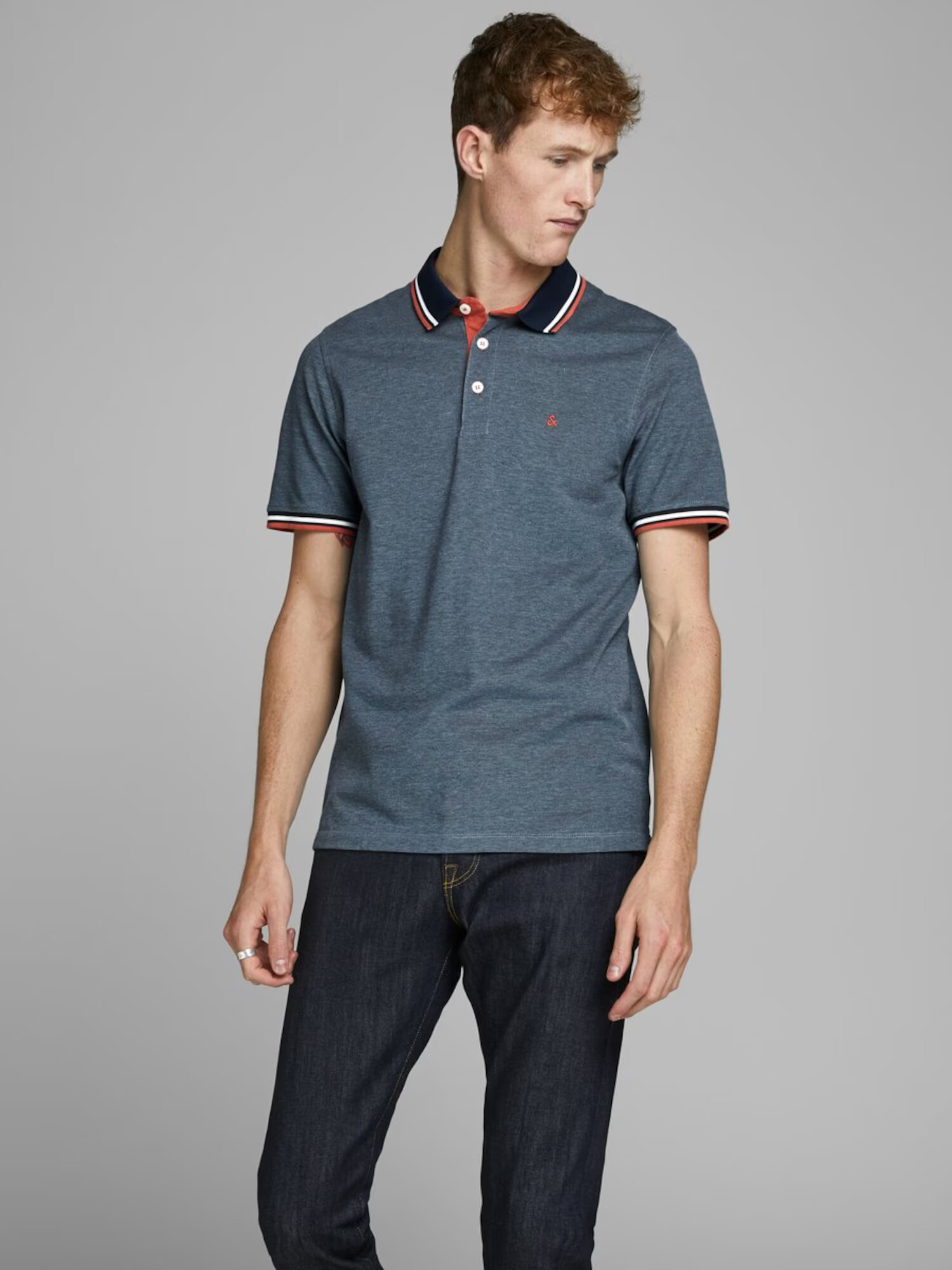 JACK & JONES Majica mornarska / golobje modra / rdeča / bela - Pepit.si