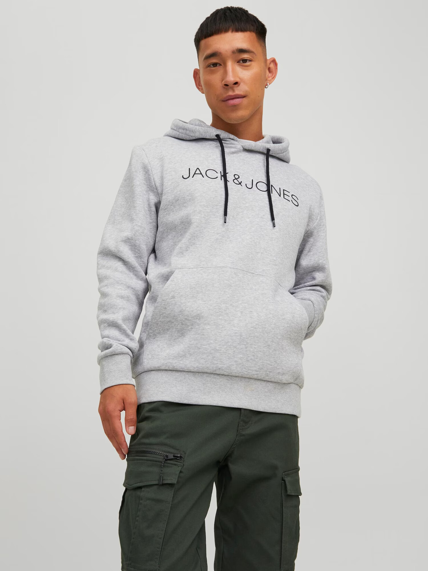 JACK & JONES Majica 'Hugo' svetlo siva / črna - Pepit.si