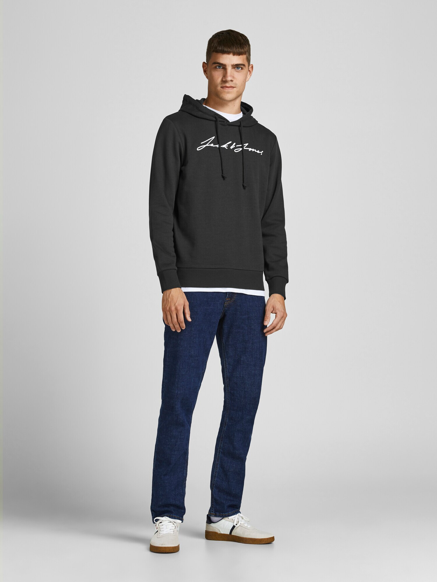 JACK & JONES Majica 'Jorfreddie' črna / bela - Pepit.si