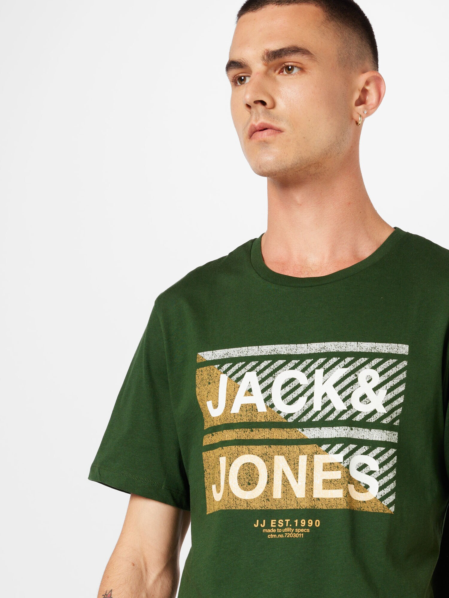 JACK & JONES Majica 'KAIN' gorčica / temno zelena / bela - Pepit.si