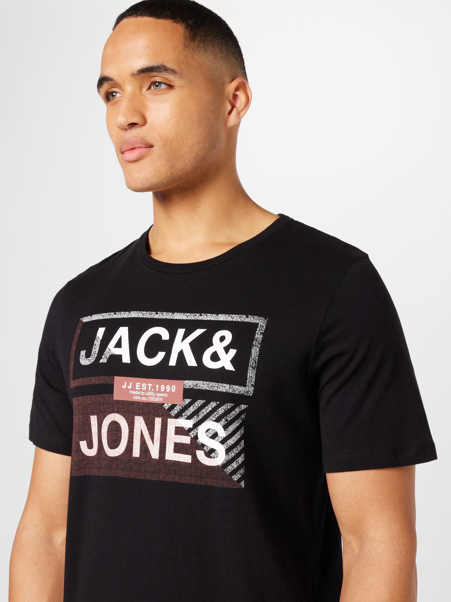 JACK & JONES Majica 'KAIN' melona / črna / bela - Pepit.si