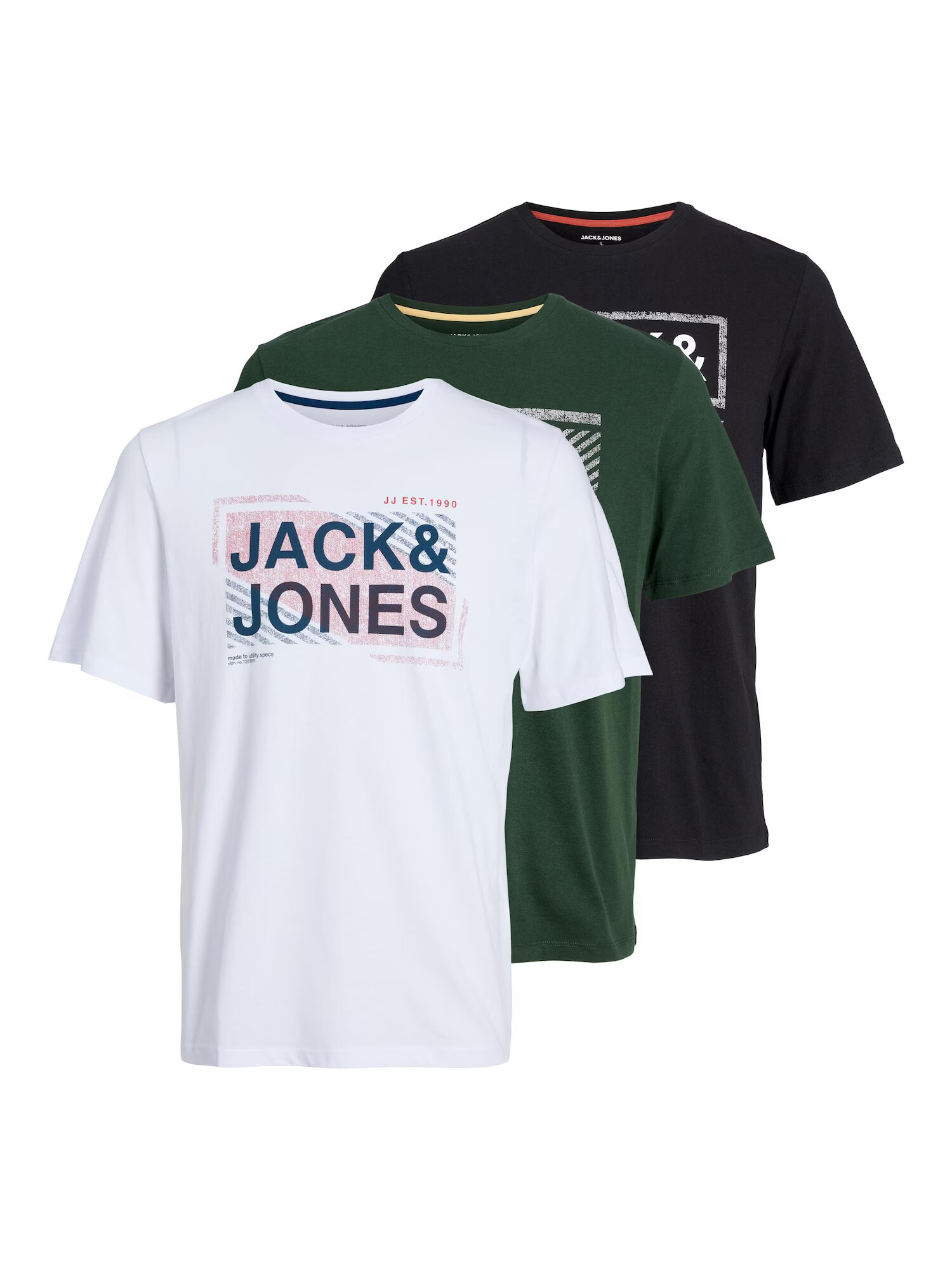 JACK & JONES Majica 'Kain' temno zelena / mešane barve / črna / bela - Pepit.si