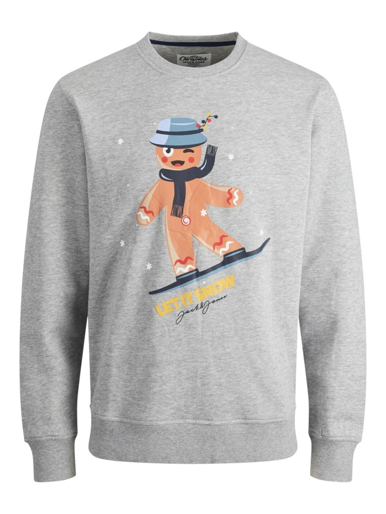 JACK & JONES Majica 'Let it snow' svetlo siva / mešane barve - Pepit.si