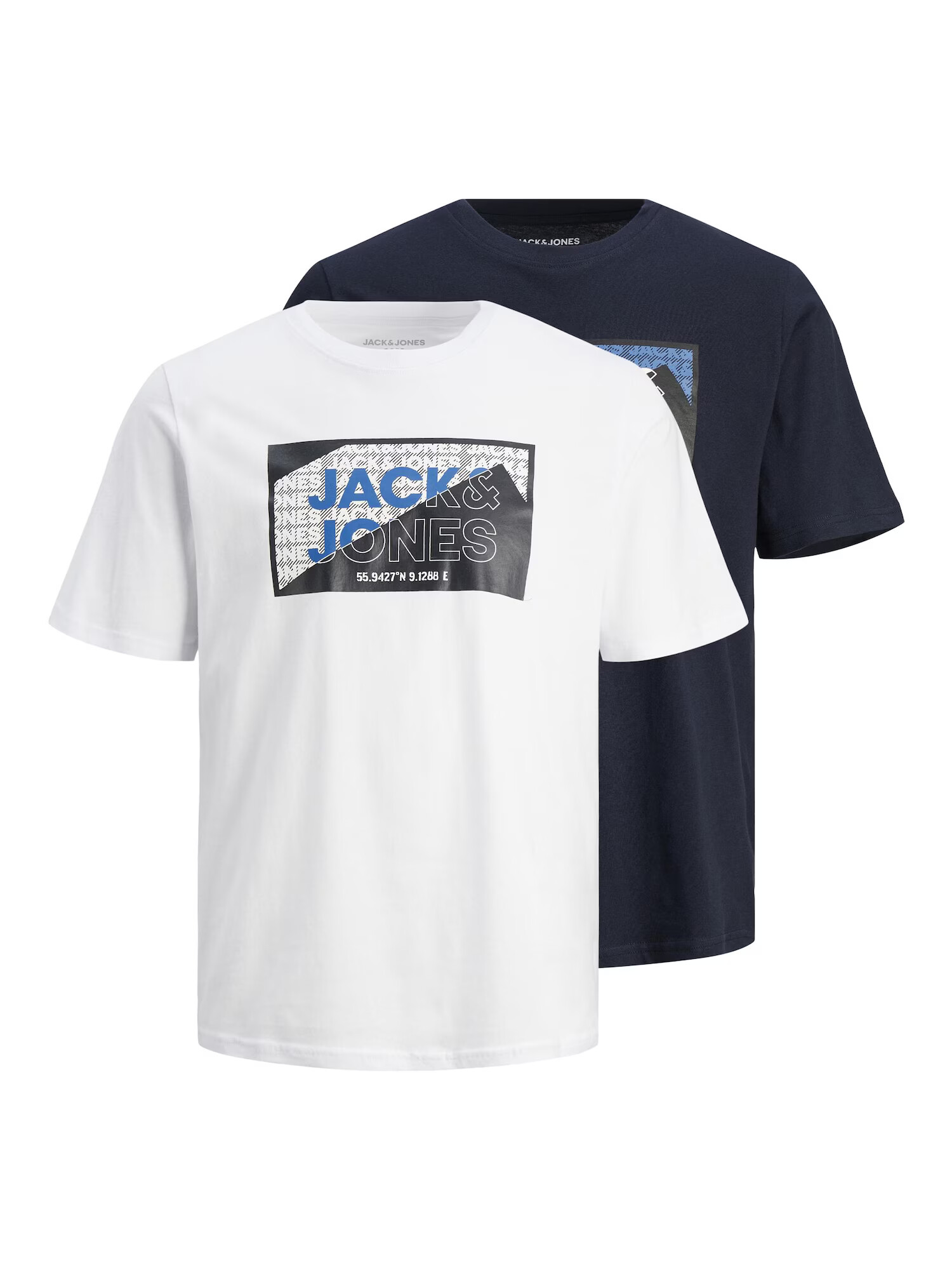 JACK & JONES Majica 'LOGAN' nočno modra / bela - Pepit.si