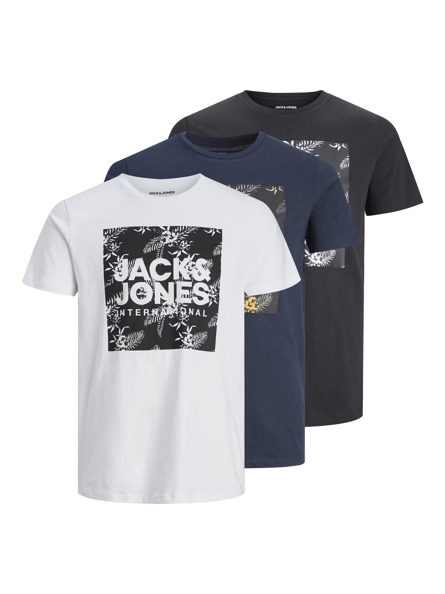 JACK & JONES Majica 'Loky' temno modra / mešane barve / črna / bela - Pepit.si