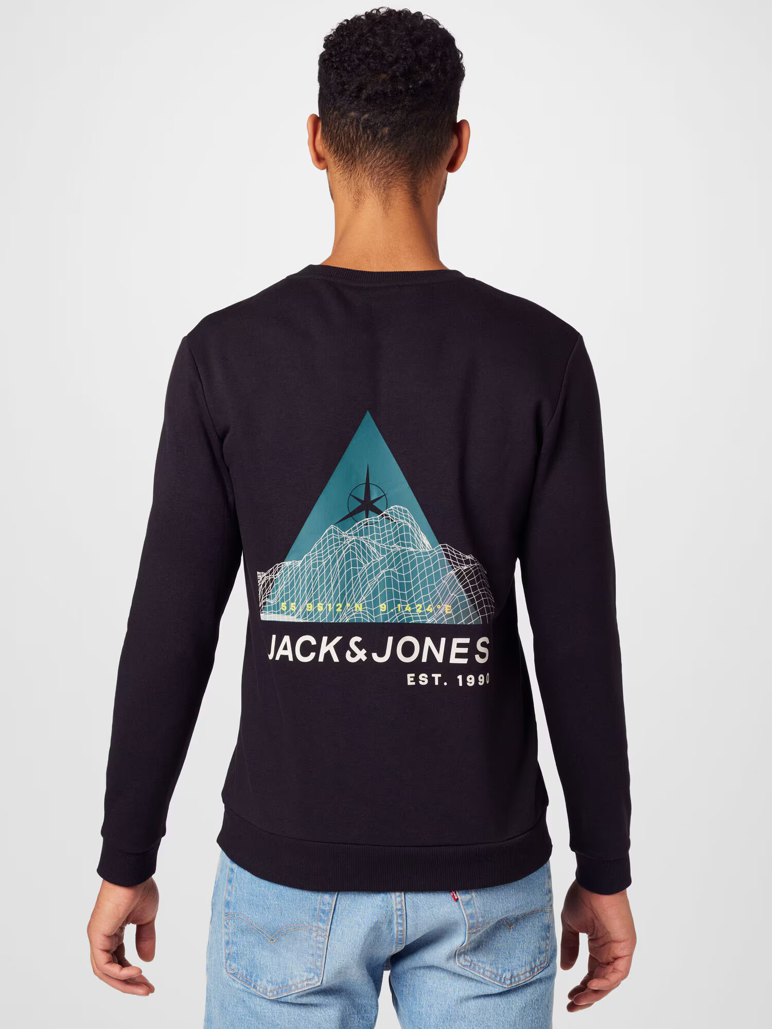 JACK & JONES Majica 'MAPPING' črna / bela - Pepit.si