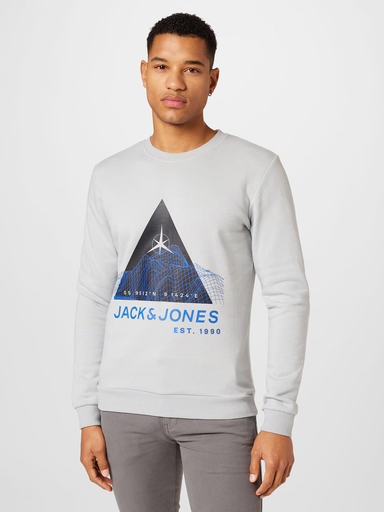 JACK & JONES Majica 'MAPPING' modra / siva / črna / bela - Pepit.si