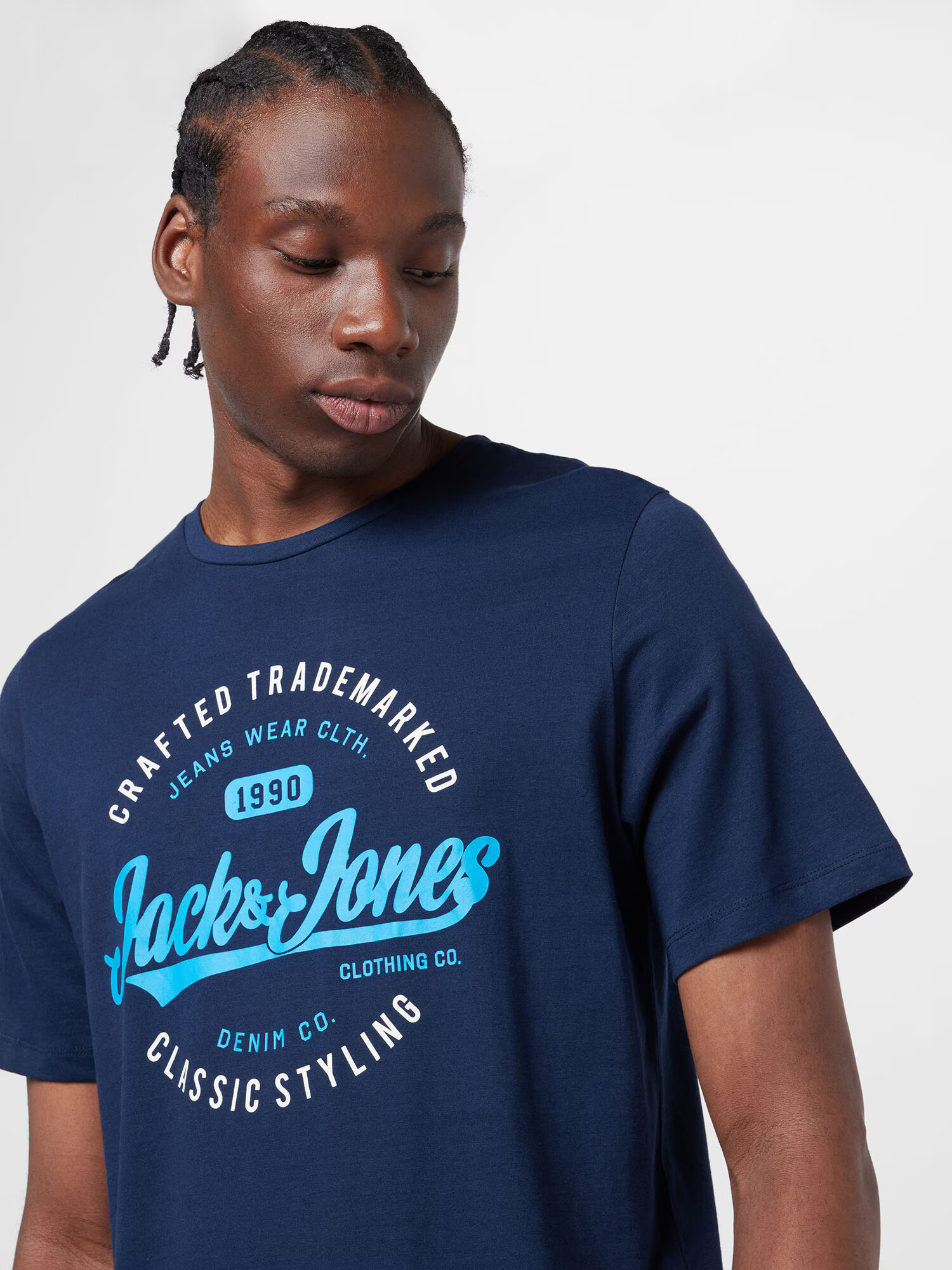 JACK & JONES Majica 'MIKK' mornarska / nebeško modra / bela - Pepit.si