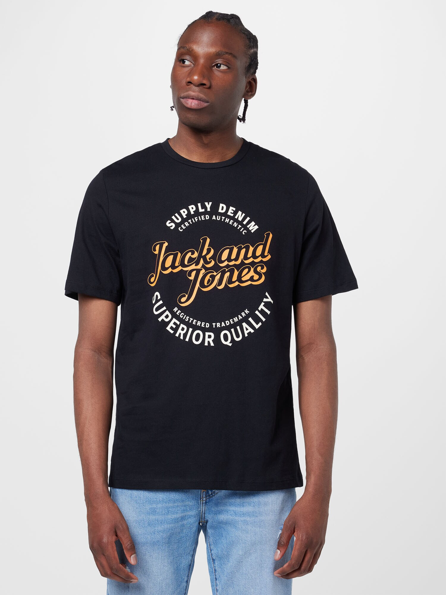 JACK & JONES Majica 'MIKK' temno rumena / črna / bela - Pepit.si