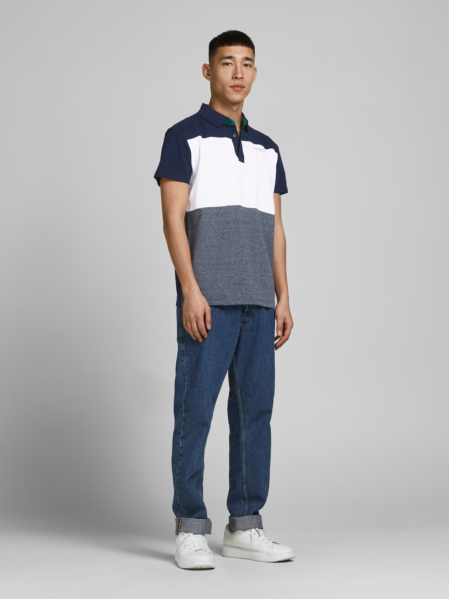 JACK & JONES Majica 'MONSE' mornarska / progasto modra / zelena / bela - Pepit.si