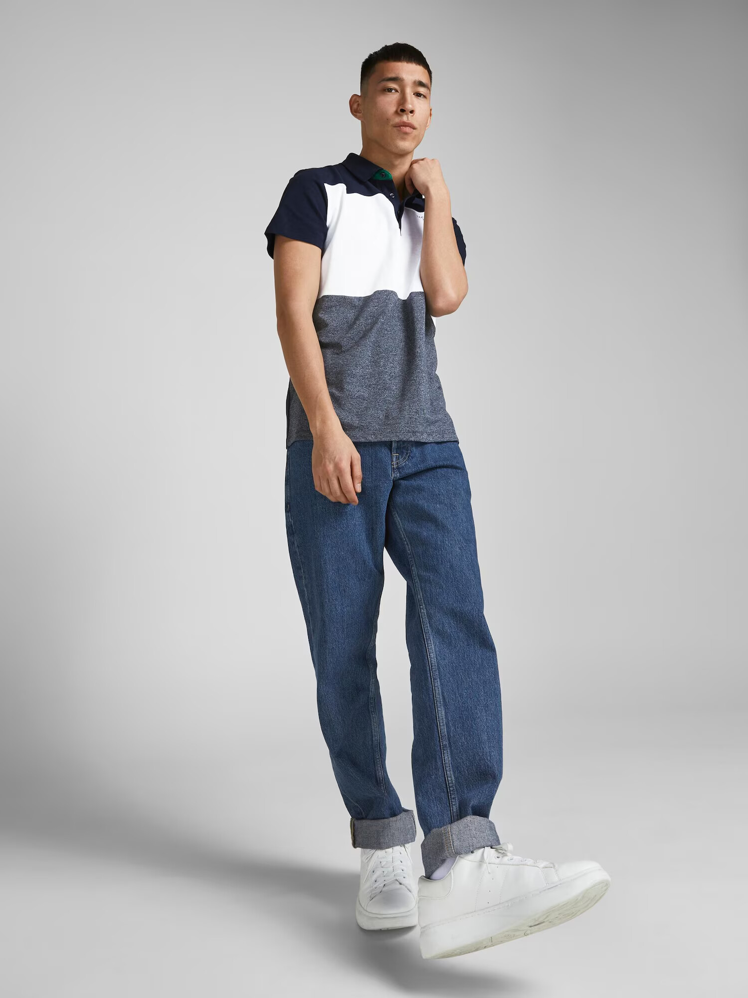 JACK & JONES Majica 'MONSE' mornarska / progasto modra / zelena / bela - Pepit.si