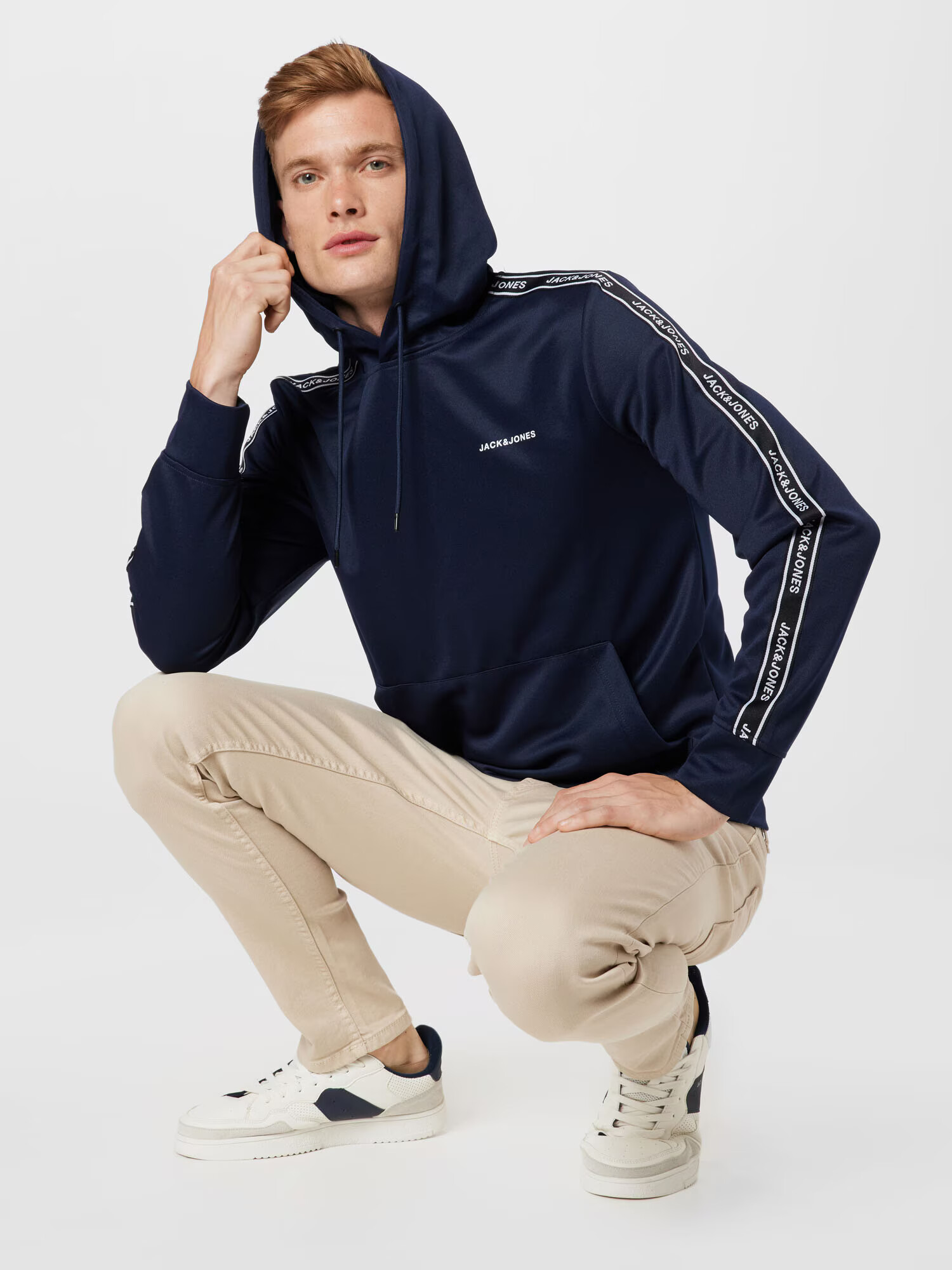 JACK & JONES Majica mornarska / bela - Pepit.si