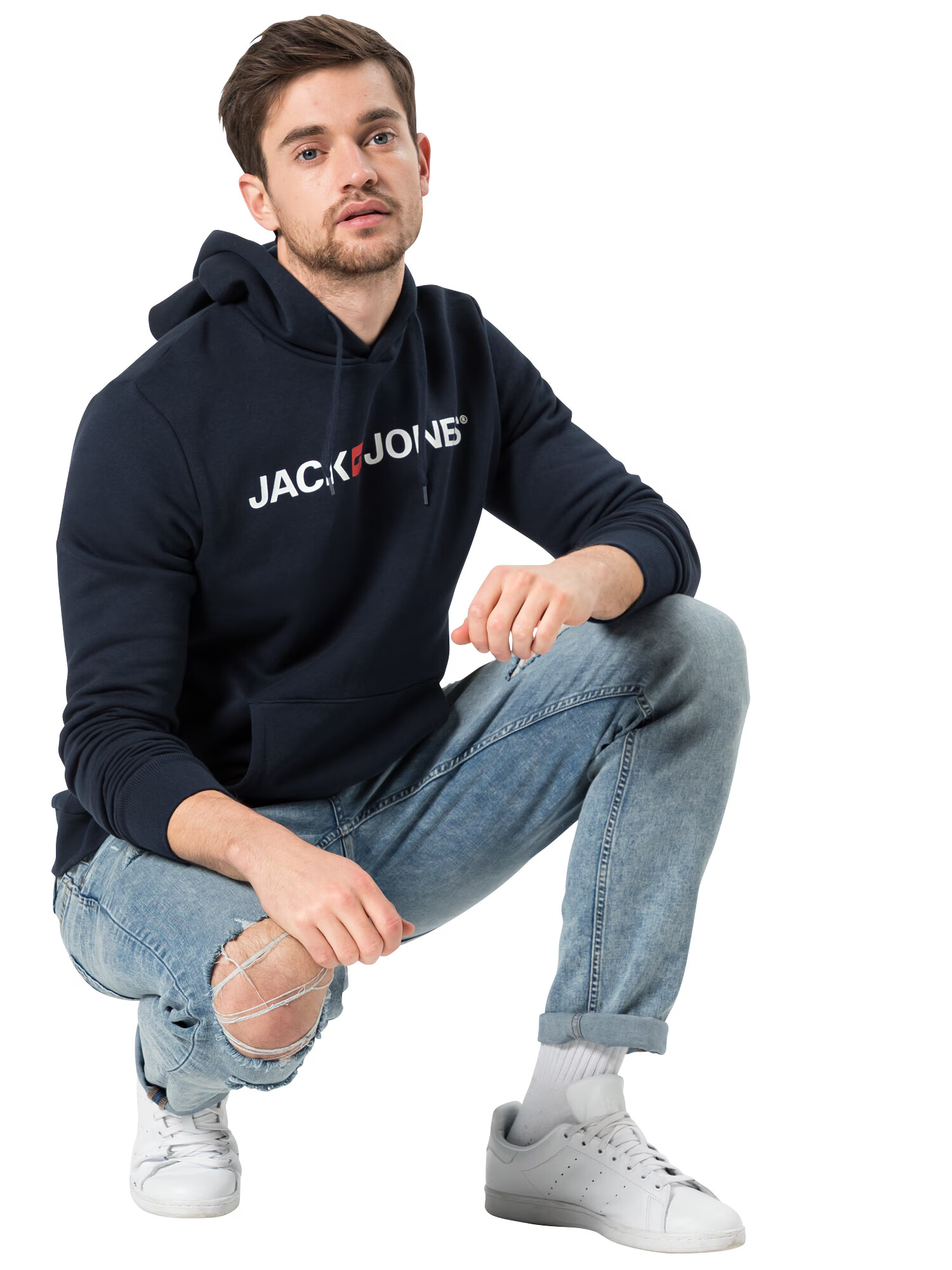 JACK & JONES Majica mornarska / rdeča / bela - Pepit.si