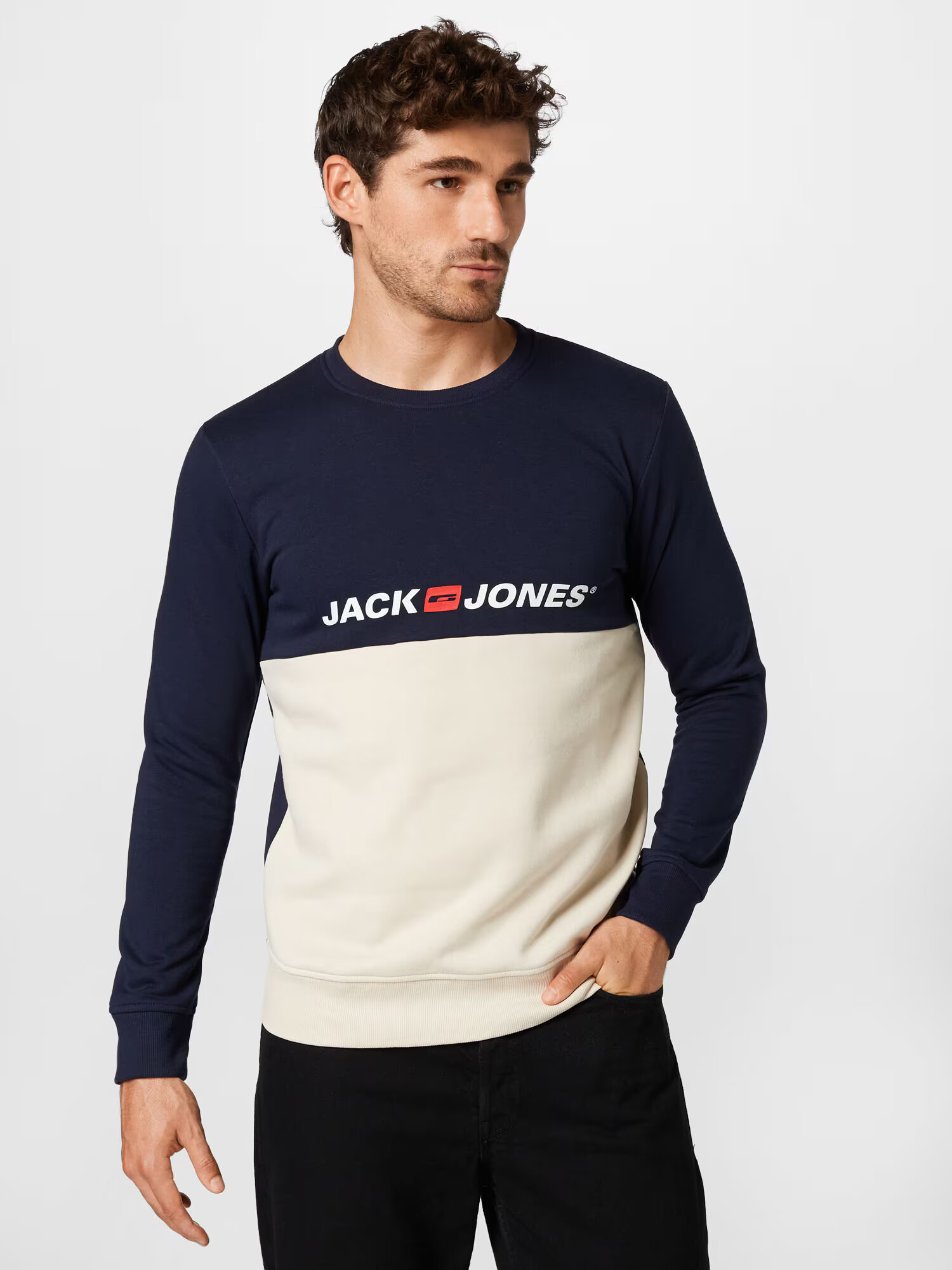 JACK & JONES Majica mornarska / rdeča / volneno bela - Pepit.si