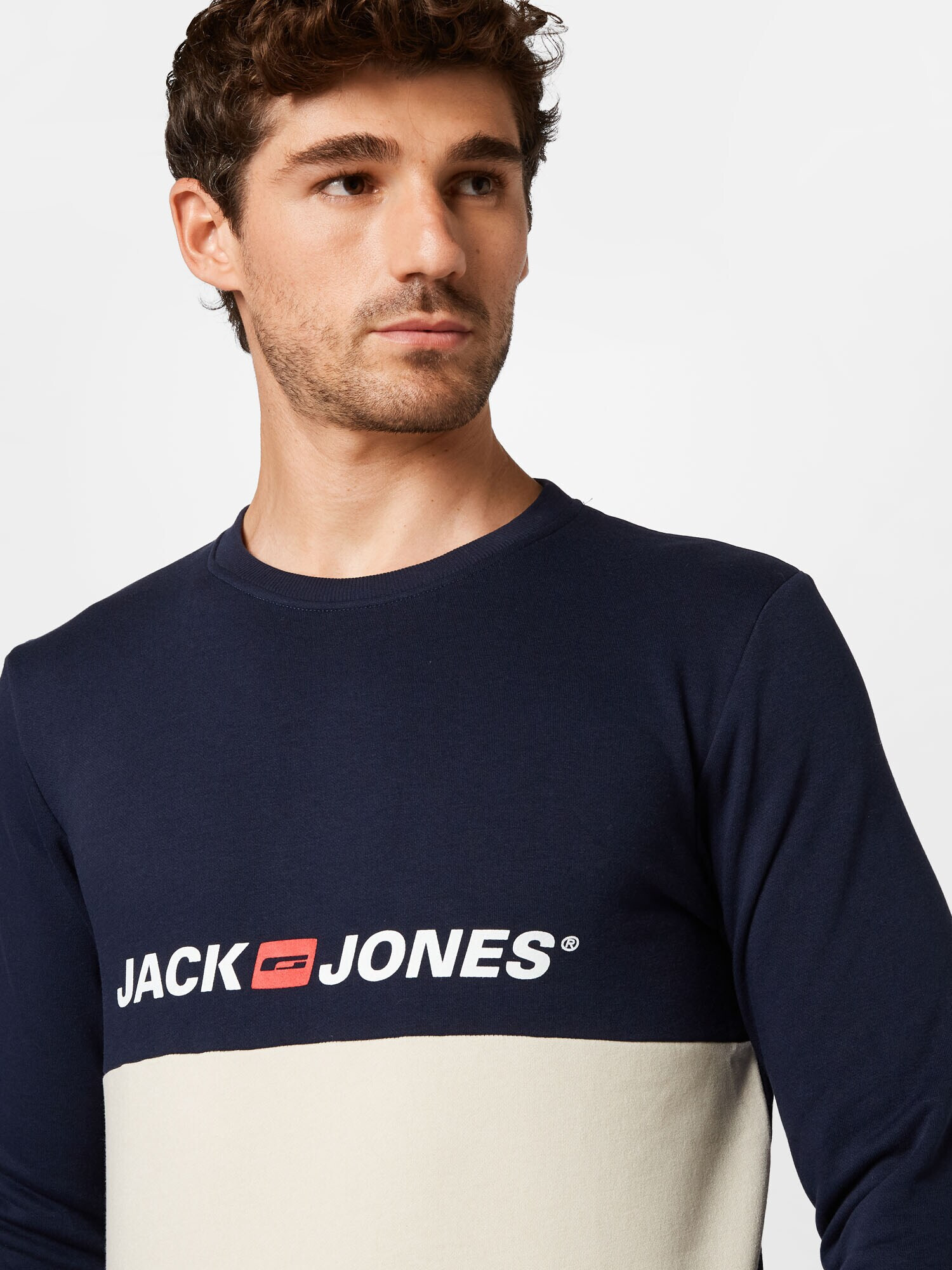 JACK & JONES Majica mornarska / rdeča / volneno bela - Pepit.si