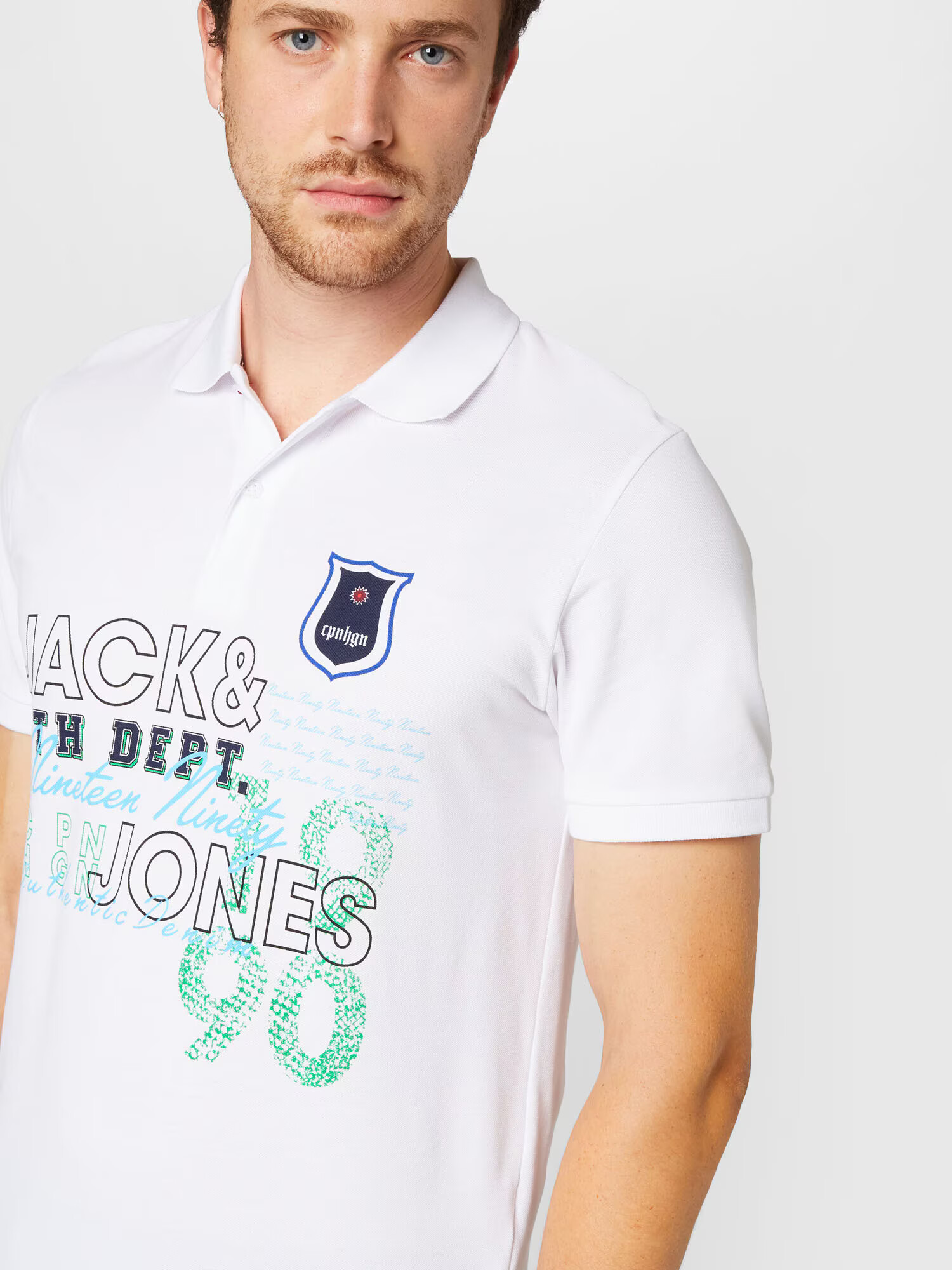 JACK & JONES Majica mornarska / svetlo modra / žad / bela - Pepit.si