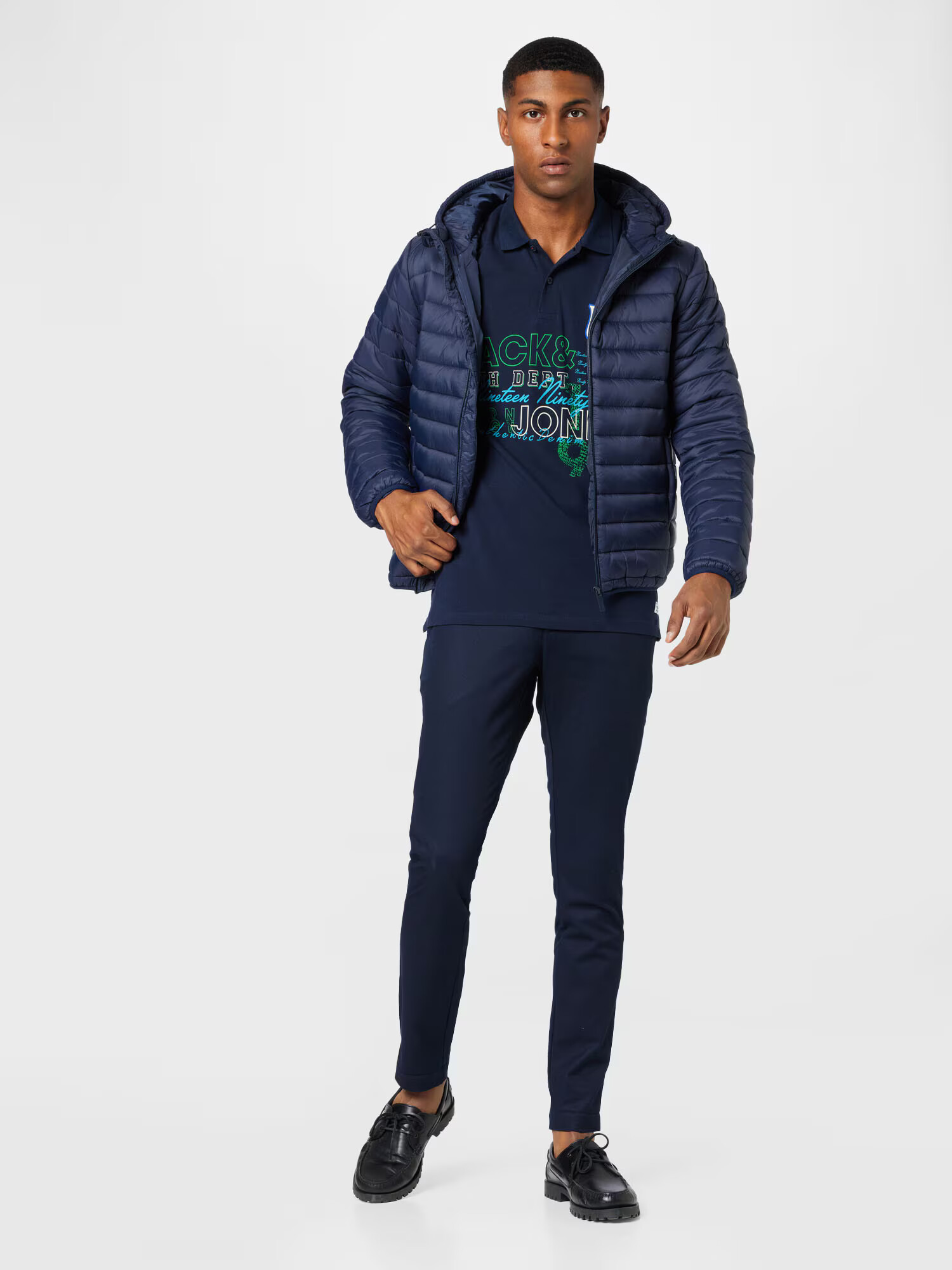 JACK & JONES Majica nočno modra / limeta / žad / bela - Pepit.si