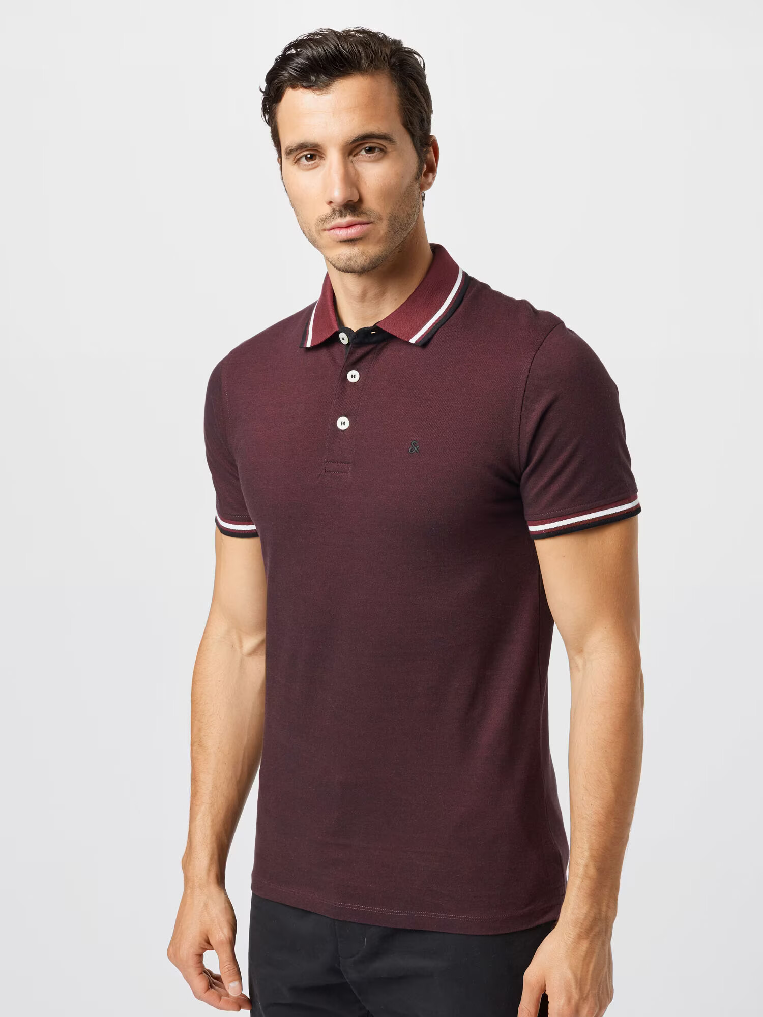 JACK & JONES Majica 'Paulos' burgund / karminsko rdeča / črna / bela - Pepit.si