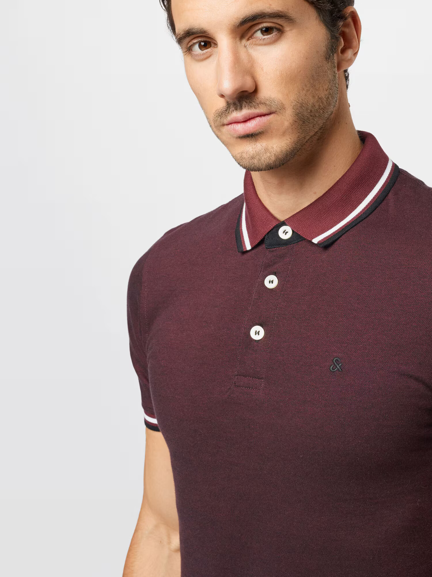 JACK & JONES Majica 'Paulos' burgund / karminsko rdeča / črna / bela - Pepit.si