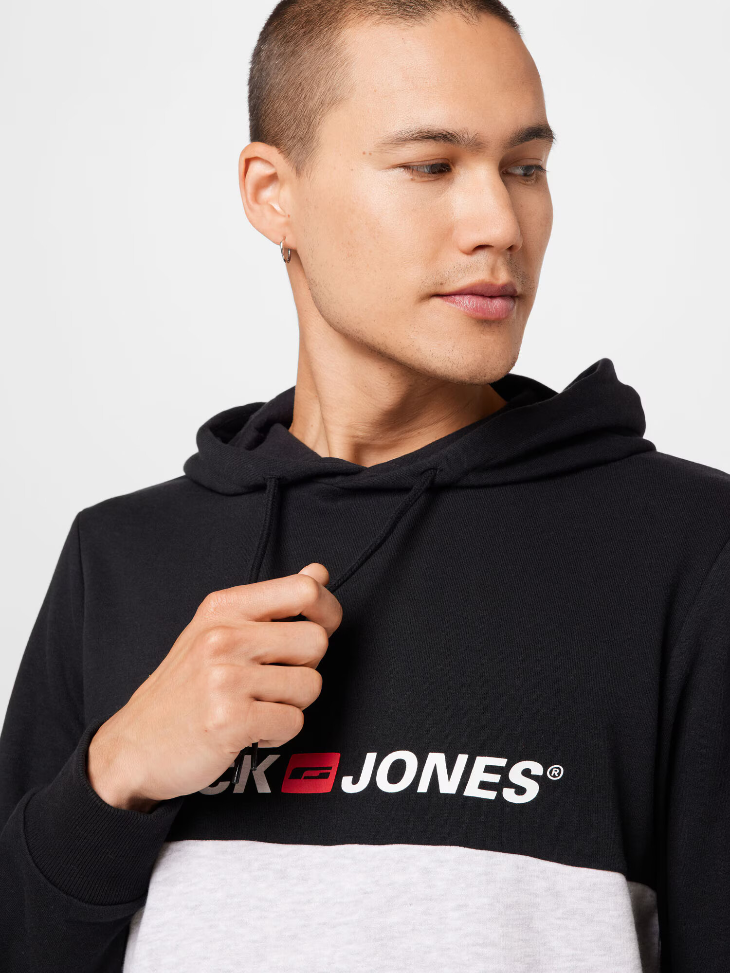 JACK & JONES Majica pegasto siva / rdeča / črna - Pepit.si