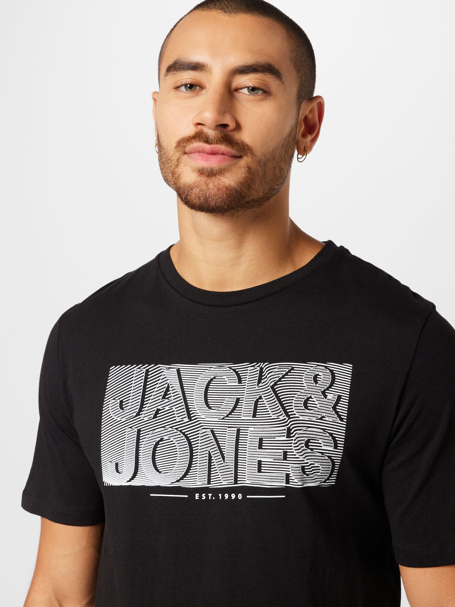 JACK & JONES Majica 'PETER' črna / bela - Pepit.si