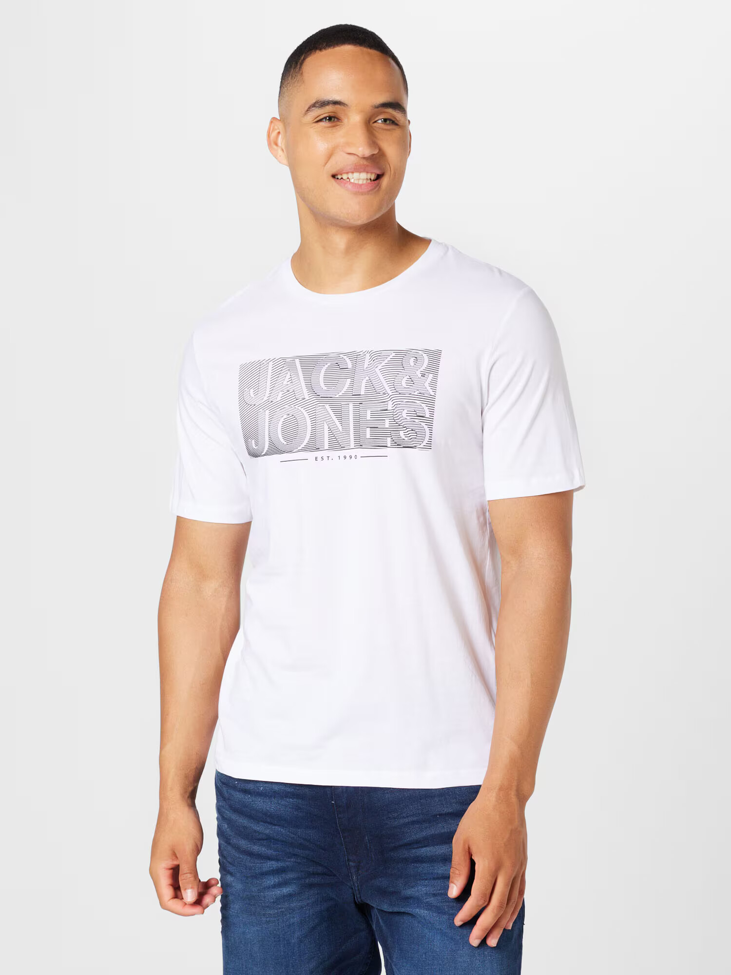 JACK & JONES Majica 'PETER' črna / bela - Pepit.si