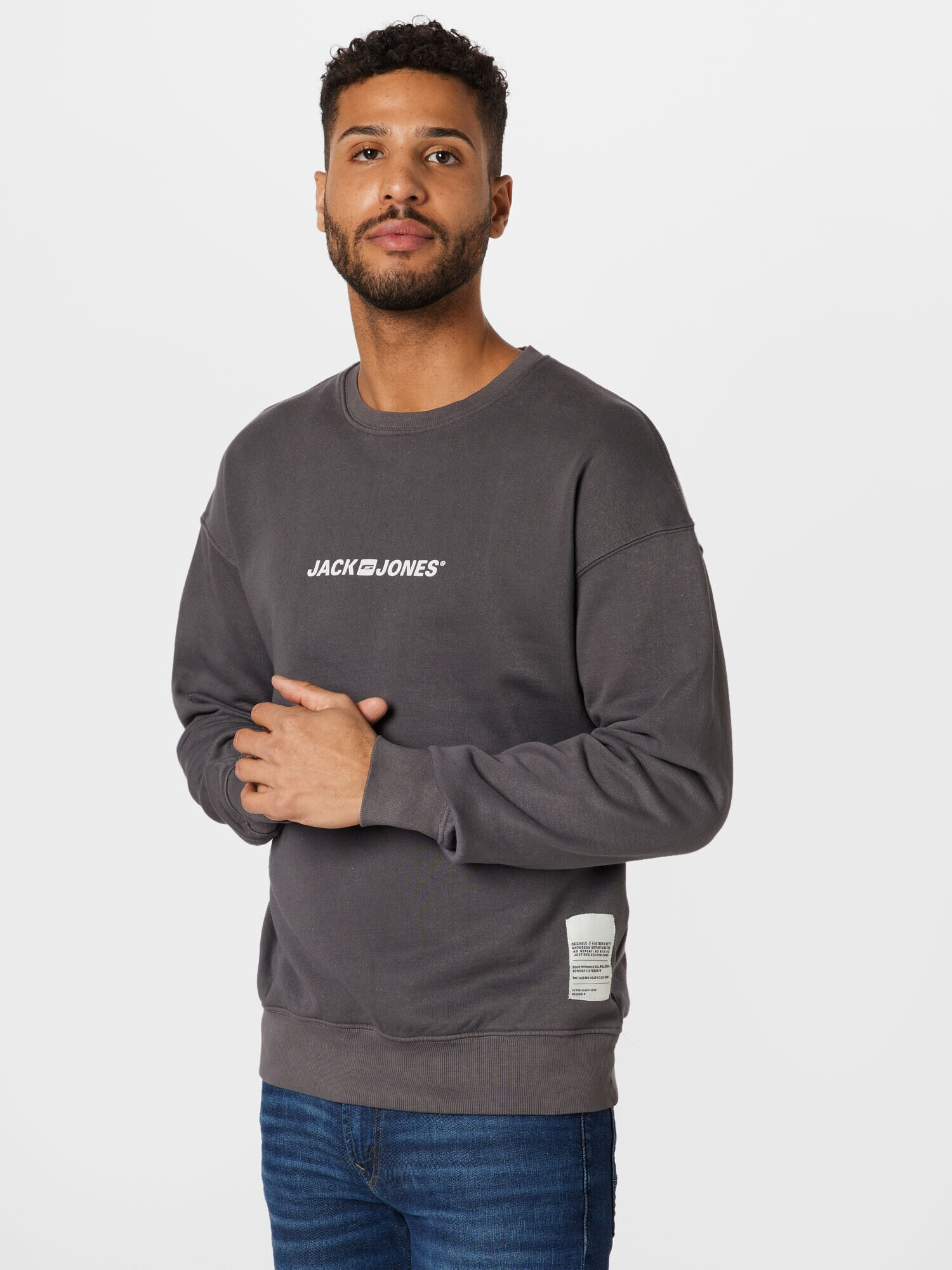 JACK & JONES Majica 'REMEMBER' antracit / bela - Pepit.si