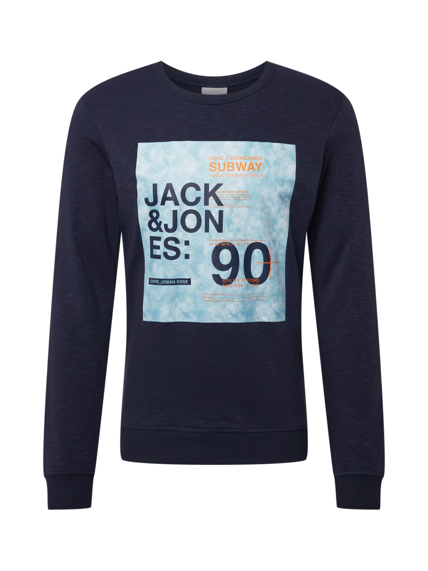 JACK & JONES Majica 'SAX' mornarska / svetlo modra / oranžna - Pepit.si