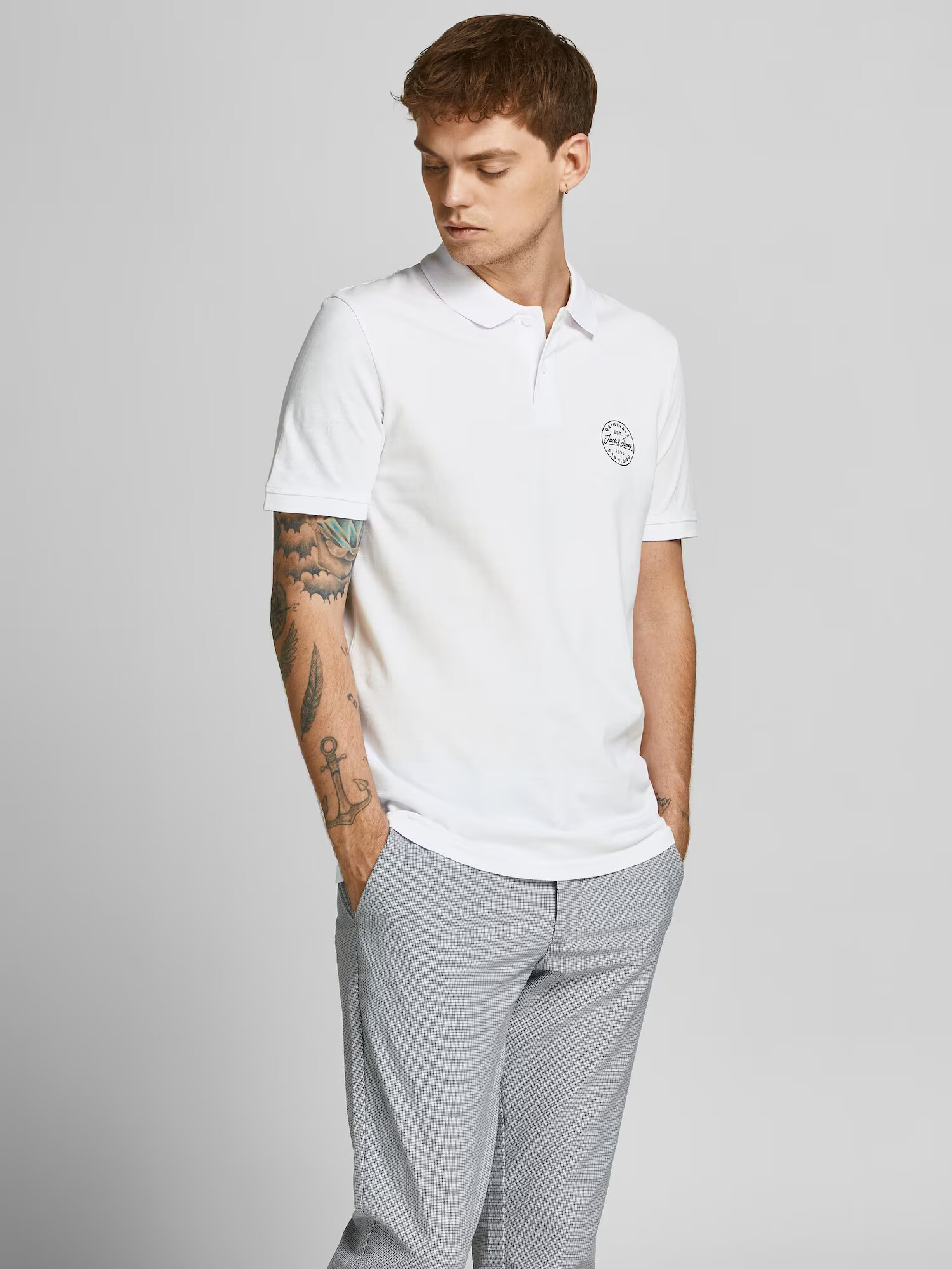 JACK & JONES Majica 'Shark' mornarska / bela - Pepit.si