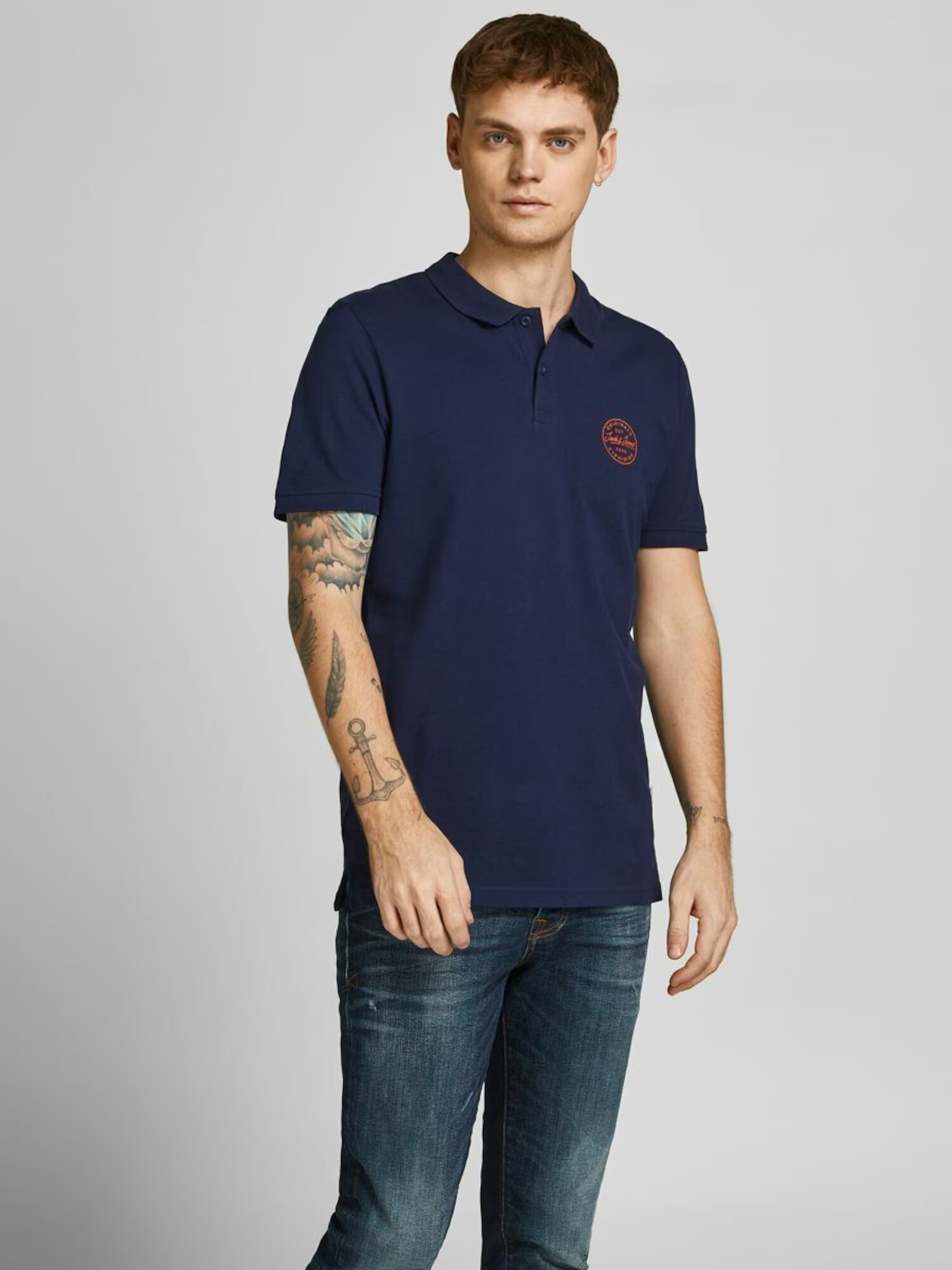 JACK & JONES Majica 'Shark' mornarska / svetlo rdeča - Pepit.si