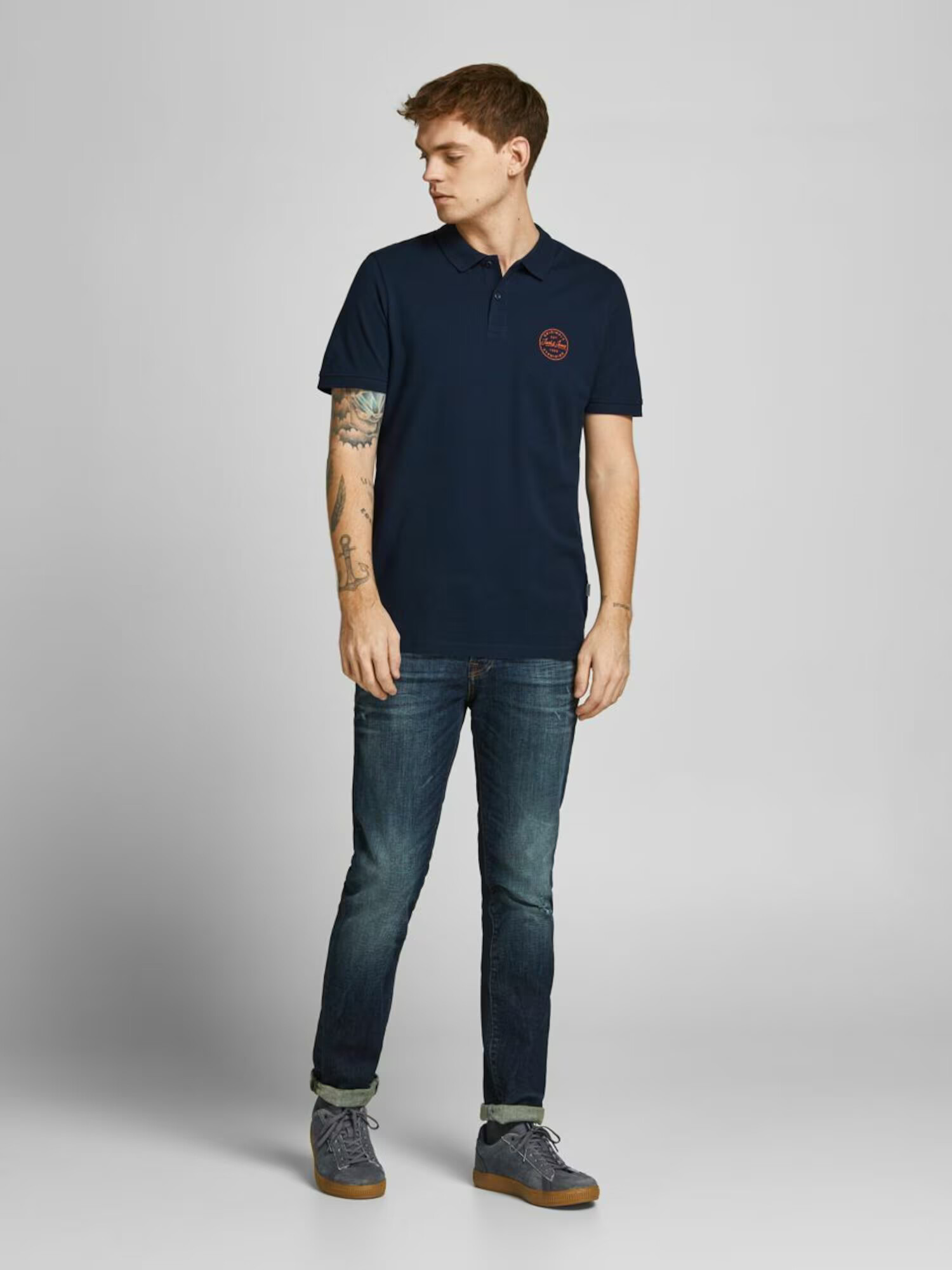 JACK & JONES Majica 'Shark' mornarska / svetlo rdeča - Pepit.si