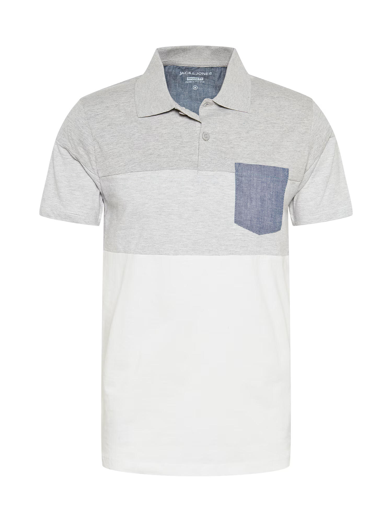 JACK & JONES Majica siva / bela / golobje modra - Pepit.si