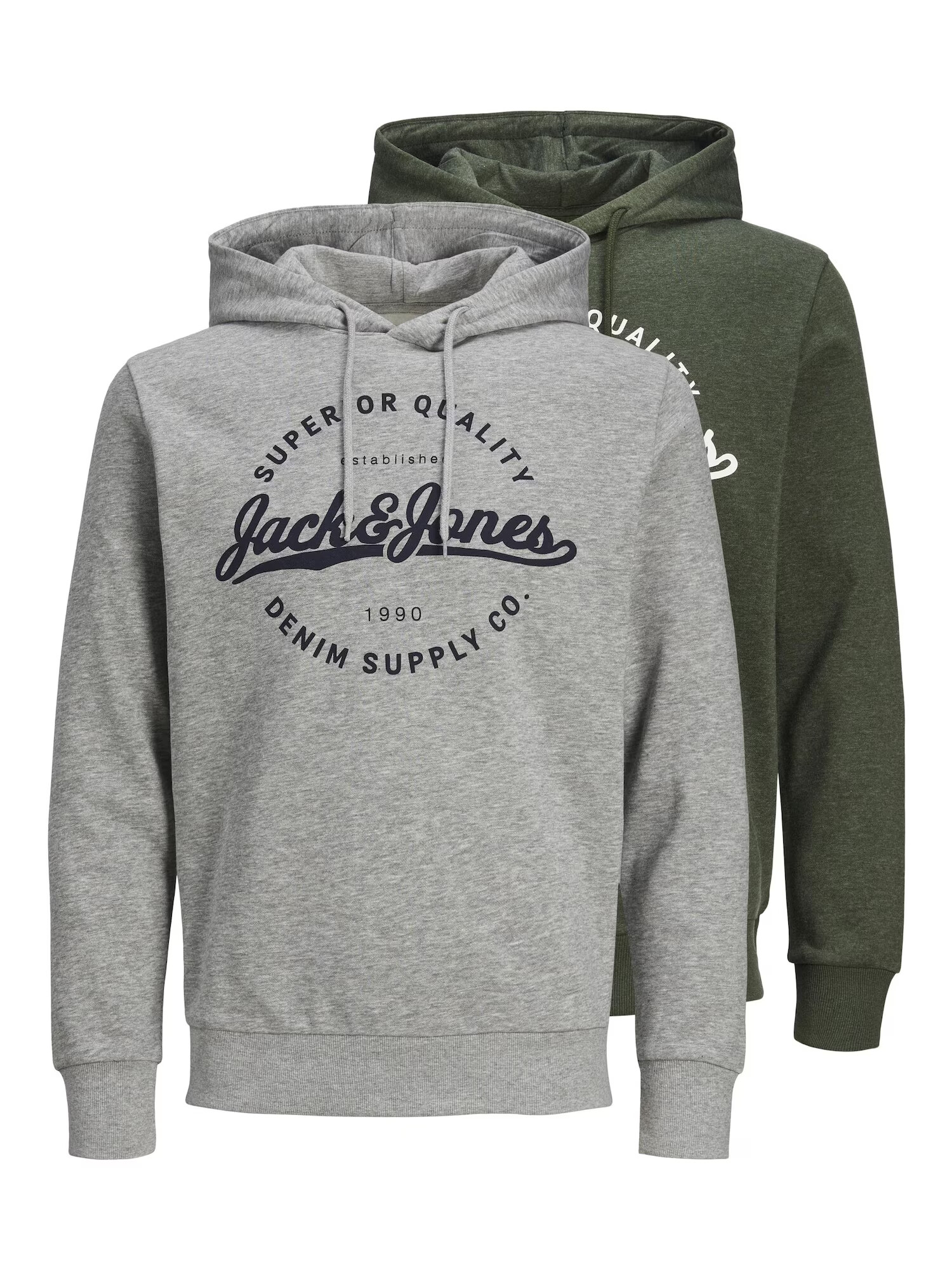 JACK & JONES Majica 'STANLI' pegasto siva / zelena / črna / bela - Pepit.si