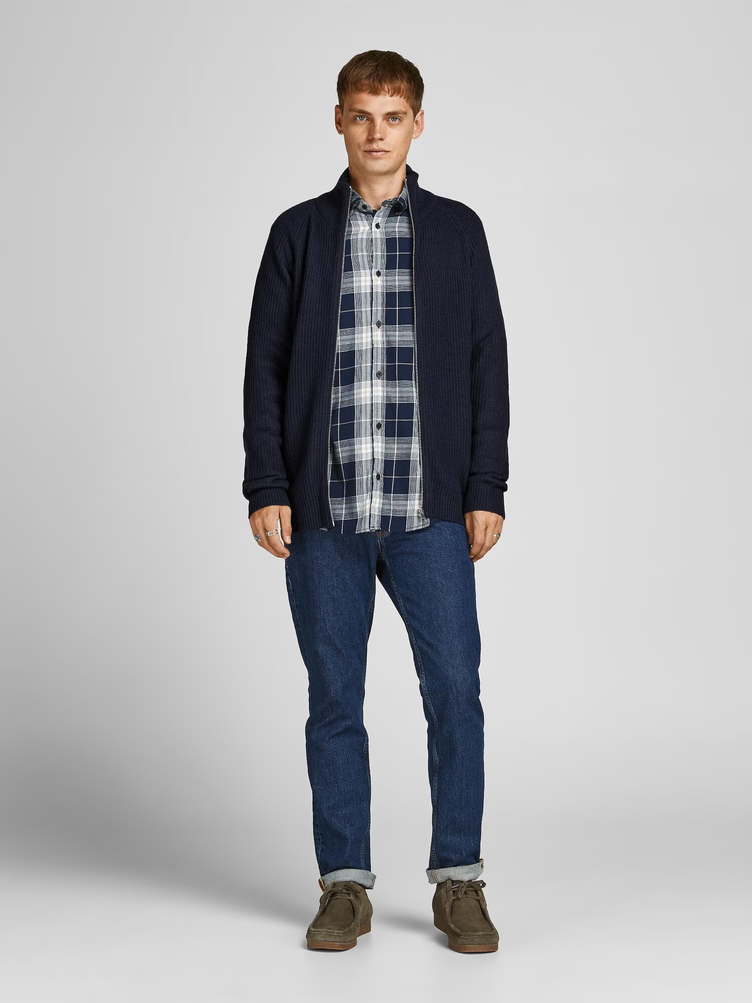 JACK & JONES Pletena jopa 'Annel' temno modra - Pepit.si