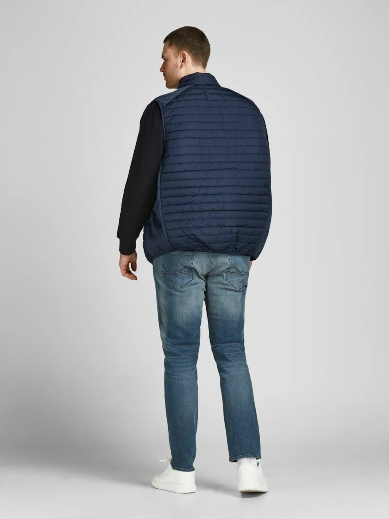 Jack & Jones Plus Brezrokavnik mornarska / svetlo siva - Pepit.si